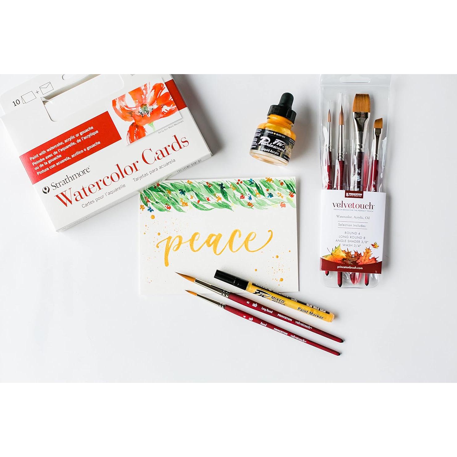 Set de 4 Pinceles Sintéticos Princeton Velvetouch para Acrílico y Óleo