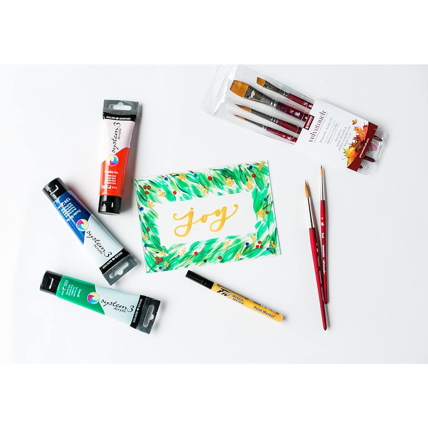 Set de 4 Pinceles Sintéticos Princeton Velvetouch para Acrílico y Óleo