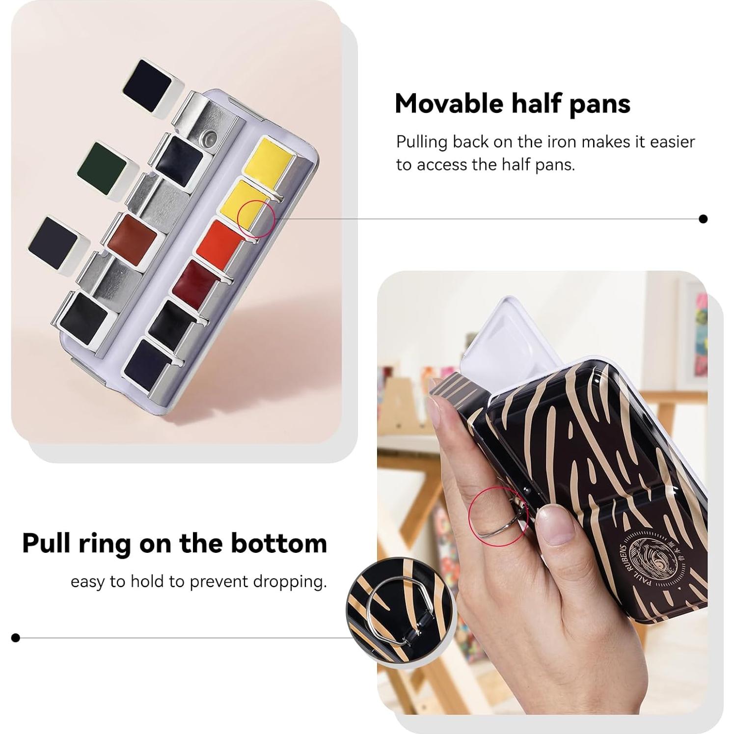 Juego de Acuarelas Paul Rubens 12 Colores Vibrantes Portátil