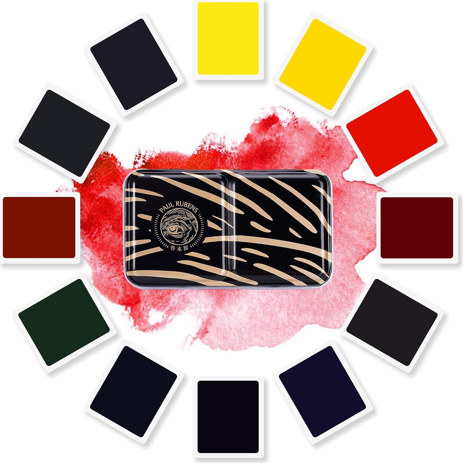 Juego de Acuarelas Paul Rubens 12 Colores Vibrantes Portátil