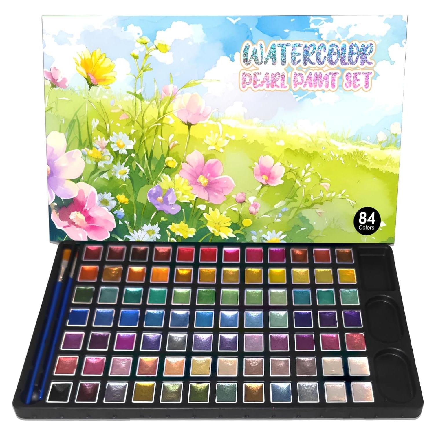 Set de Pintura Acuarela Metálica YZYBFUQ 84 Colores 2ml