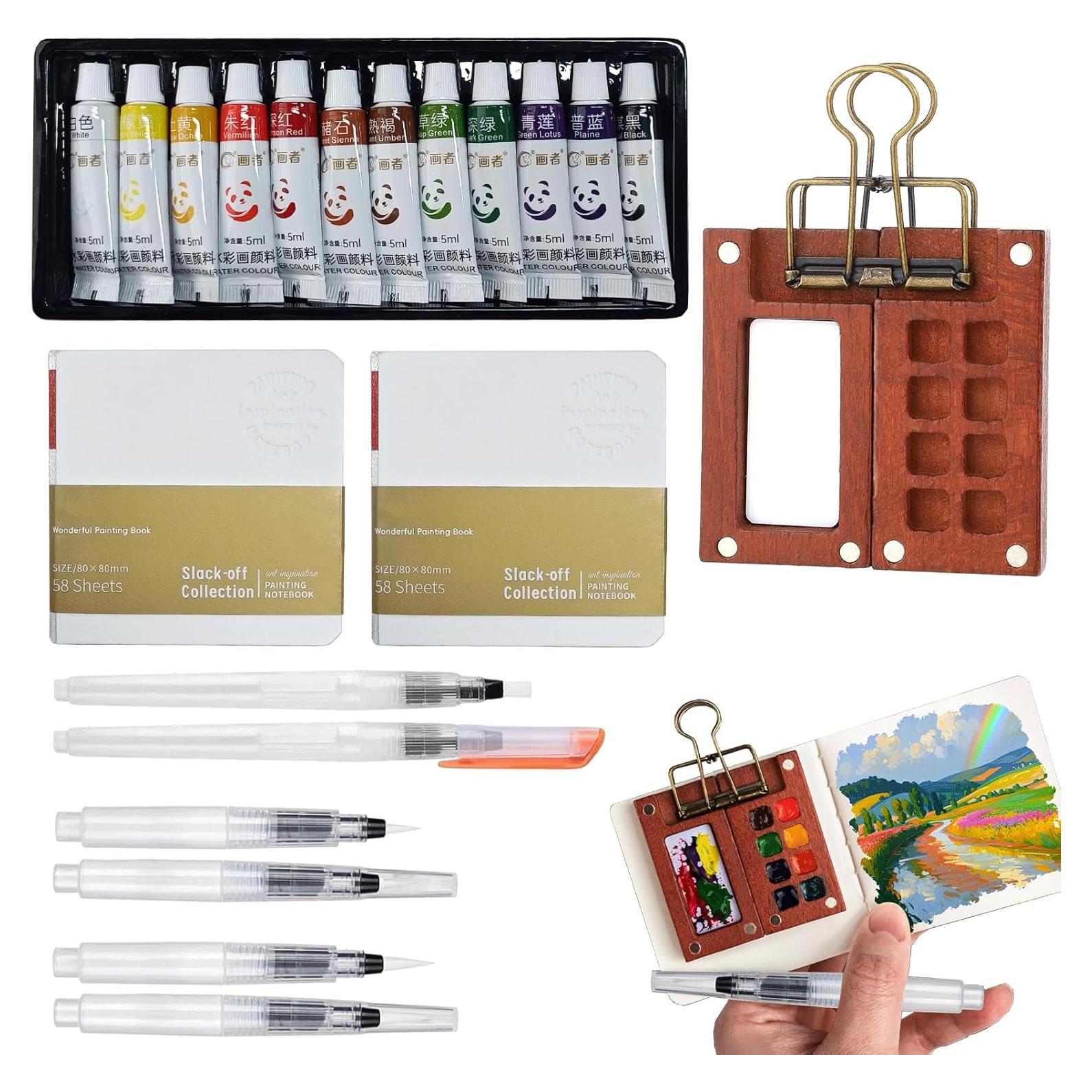 Juego de Acuarelas de Viaje Dingshengjie WC01 con Paleta