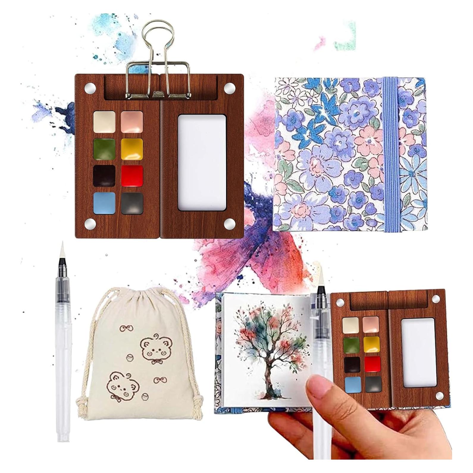 Mini Kit de Acuarela Portátil Gootxusk 8 Colores 5.8cm