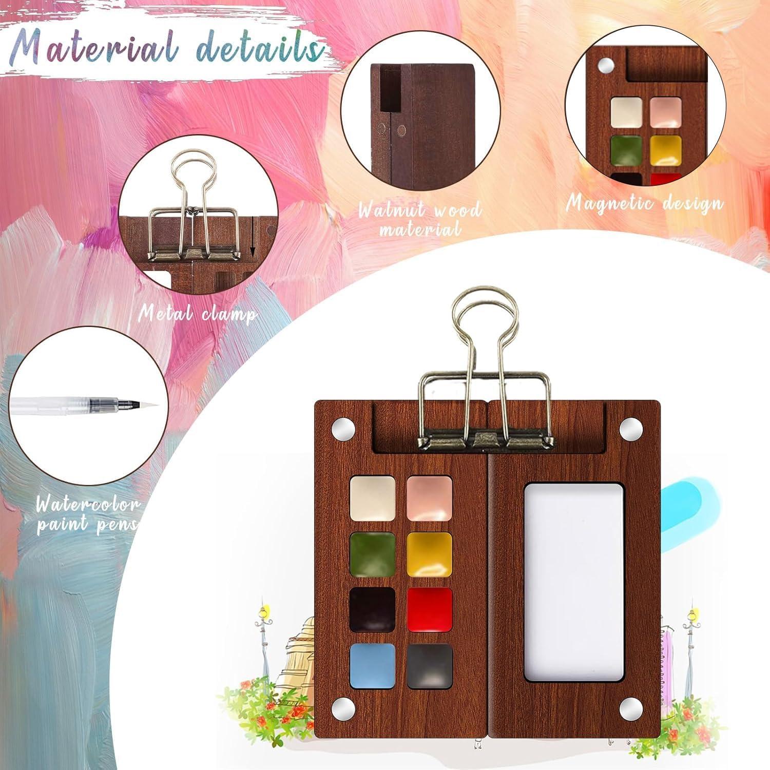 Mini Kit de Acuarela Portátil Gootxusk 8 Colores 5.8cm