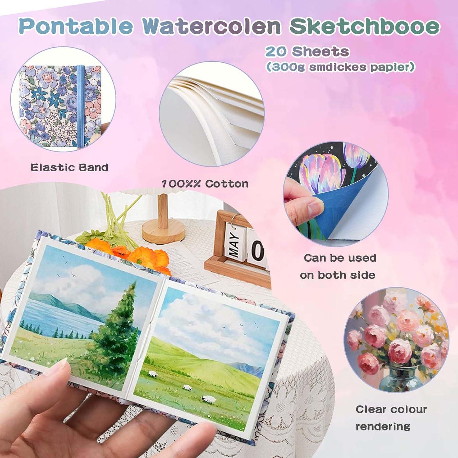 Mini Kit de Acuarela Portátil Gootxusk 8 Colores 5.8cm