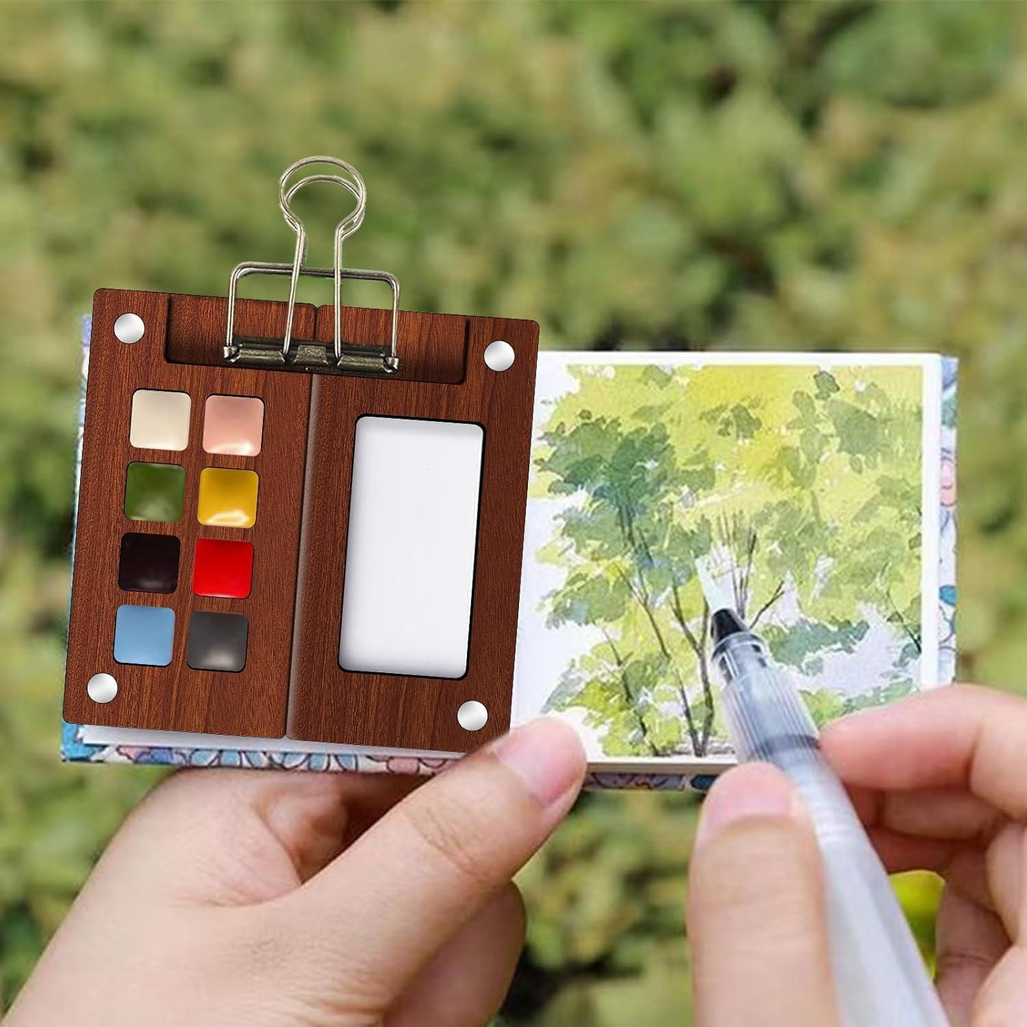 Mini Kit de Acuarela Portátil Gootxusk 8 Colores 5.8cm