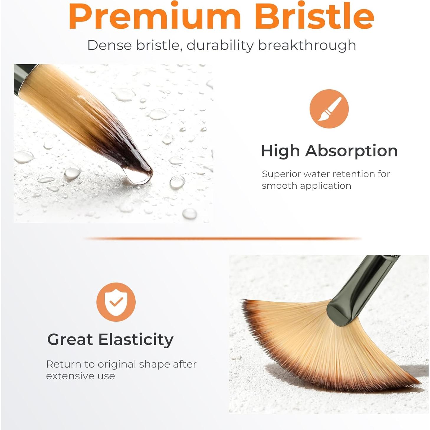 Conjunto de Pinceles de Pintura Nicpro 26pcs Nylon para Acrílico y Acuarela