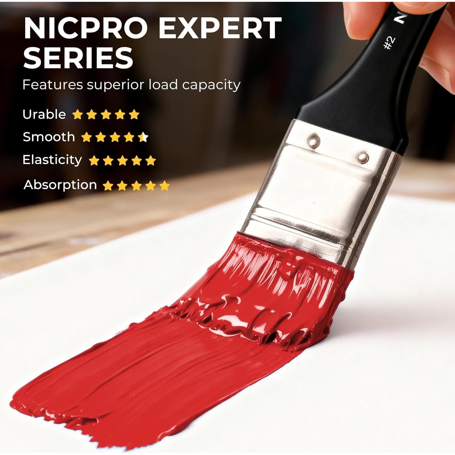 Conjunto de Pinceles de Pintura Nicpro 26pcs Nylon para Acrílico y Acuarela