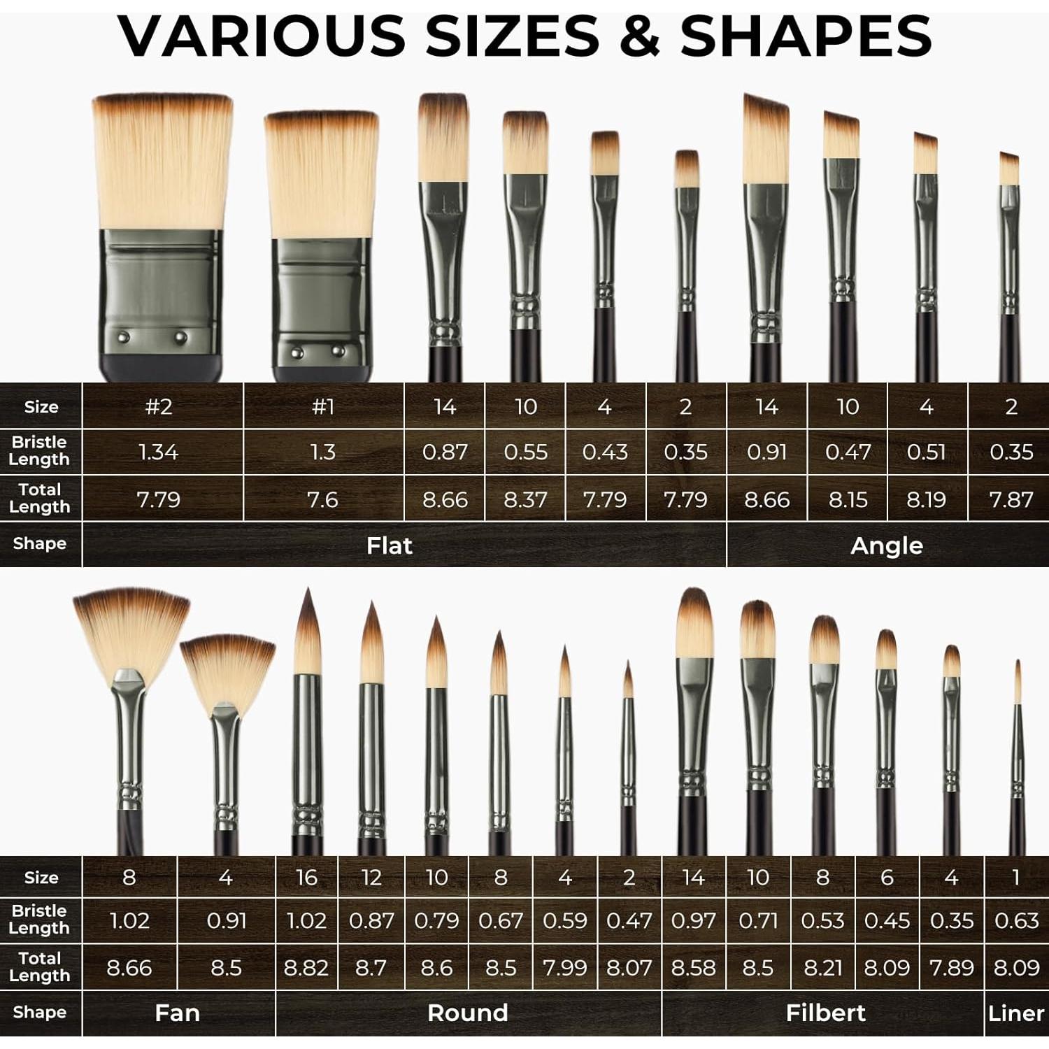 Conjunto de Pinceles de Pintura Nicpro 26pcs Nylon para Acrílico y Acuarela