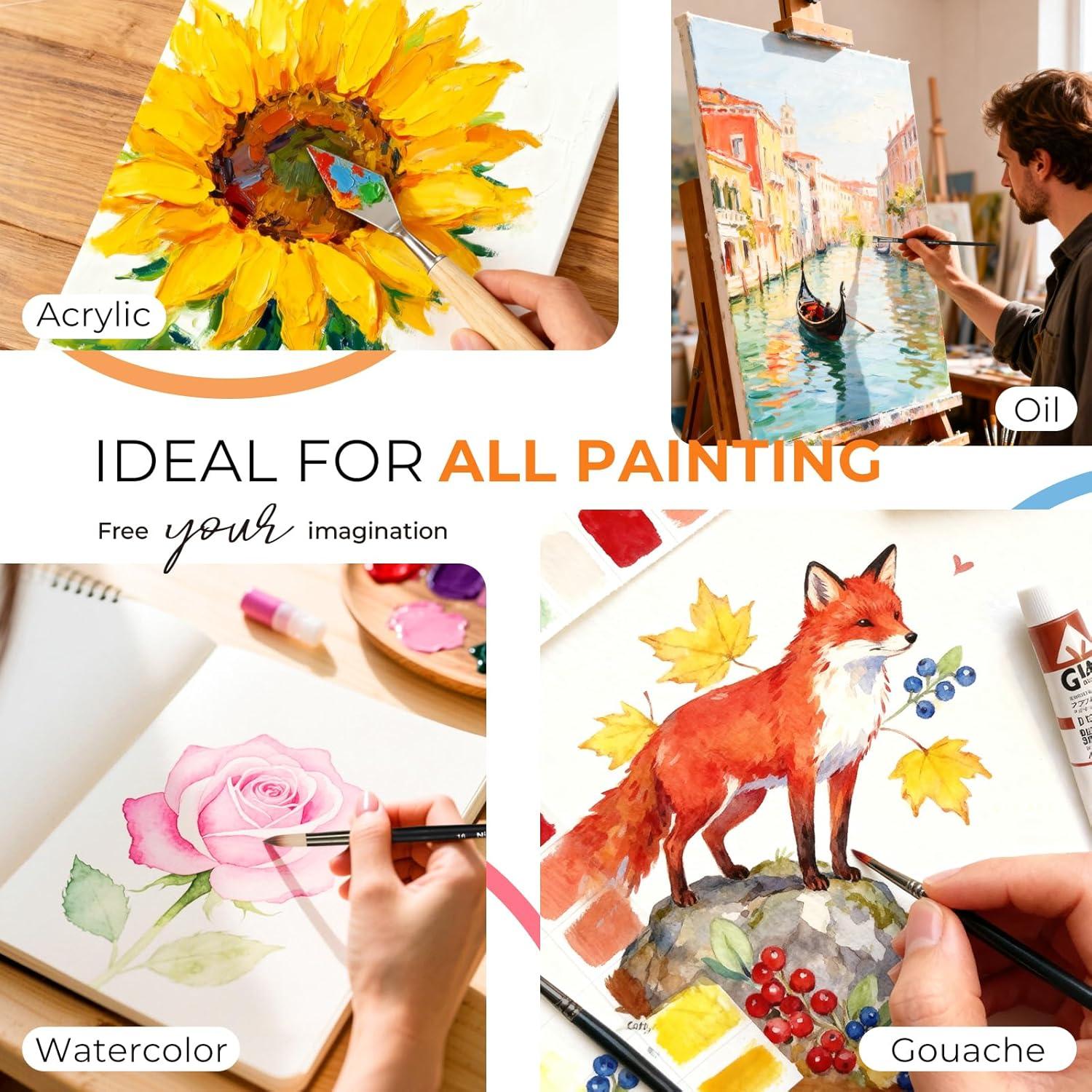 Conjunto de Pinceles de Pintura Nicpro 26pcs Nylon para Acrílico y Acuarela