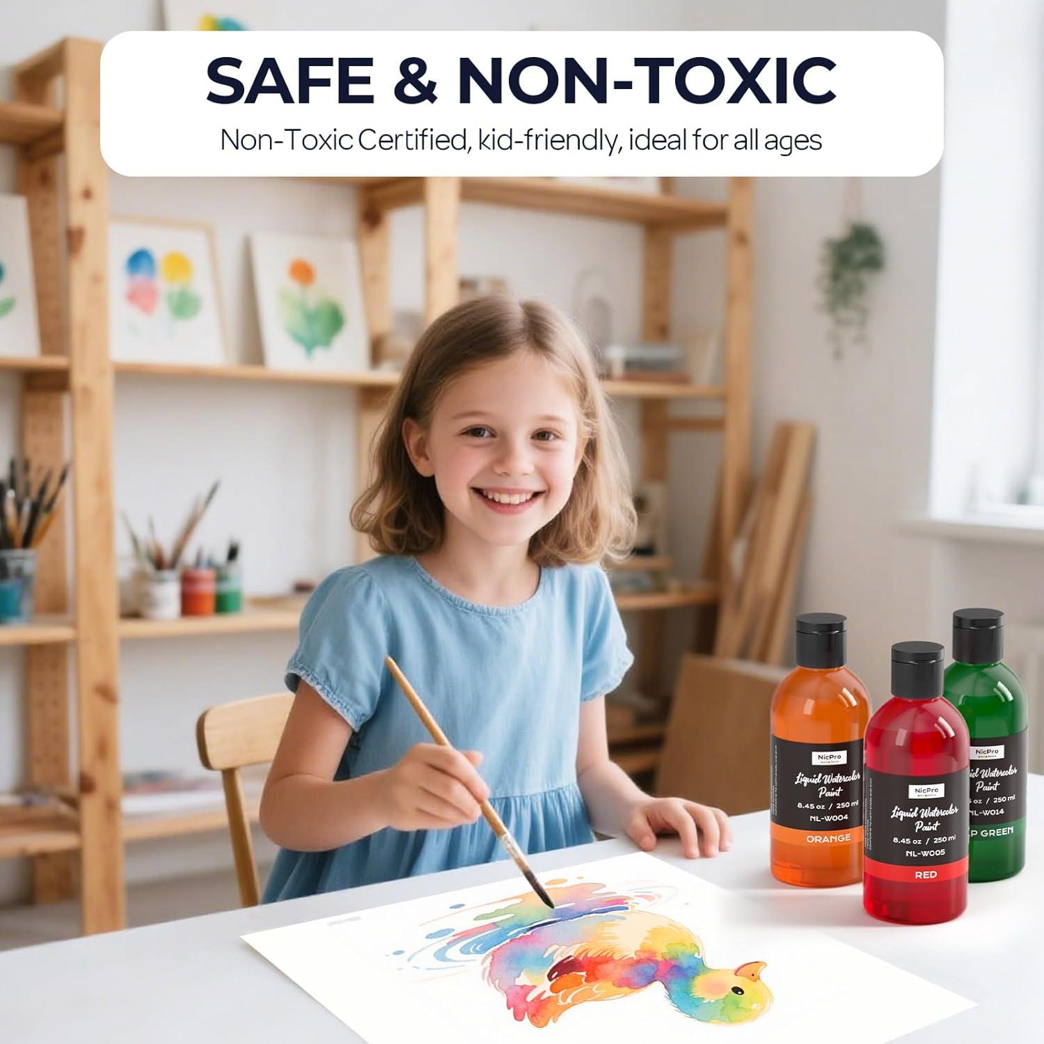 Juego de Pintura Acuarela Líquida Nicpro 12 Colores 250 ml