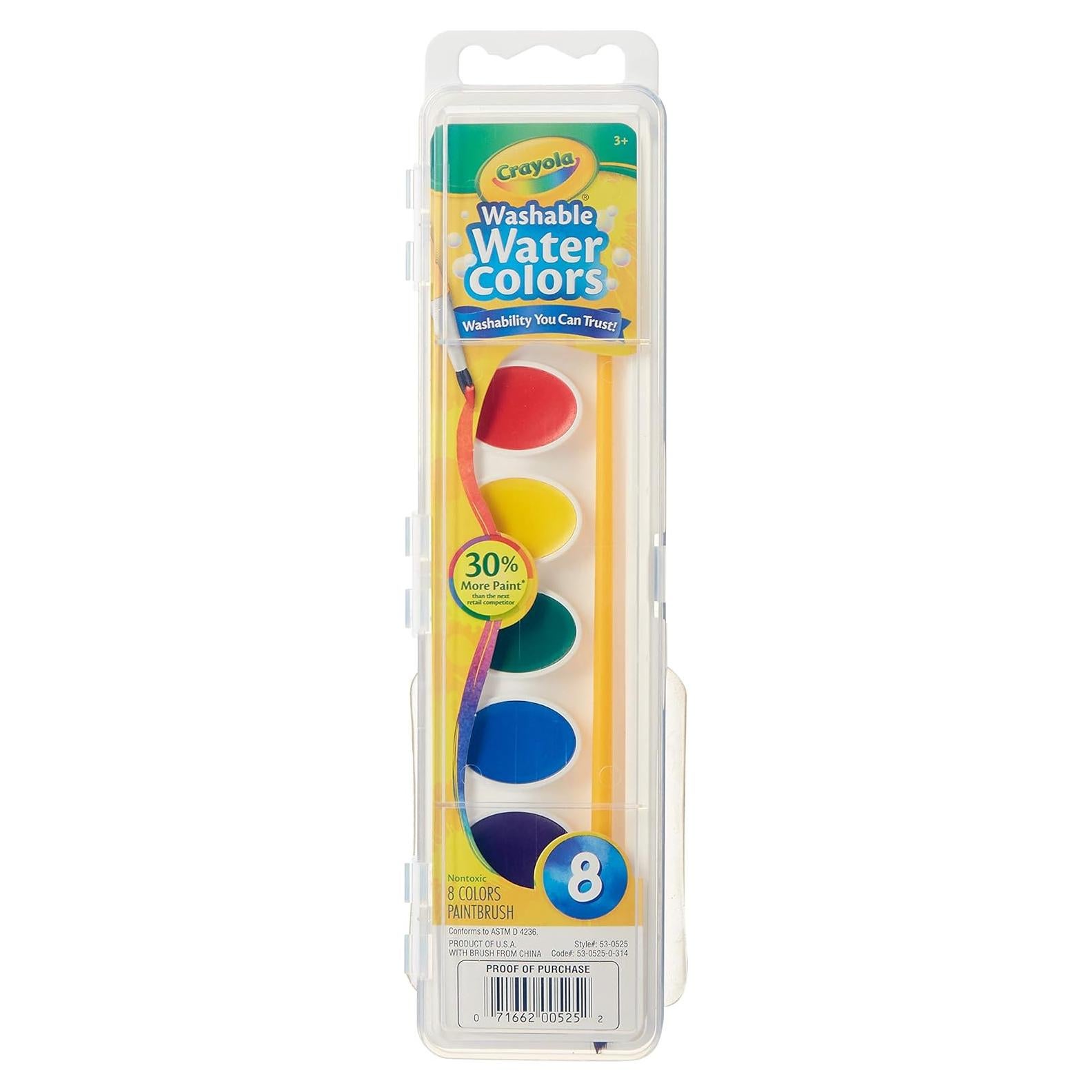 Pinturas Acuarelables Lavables Crayola 24 ml - 8 Colores