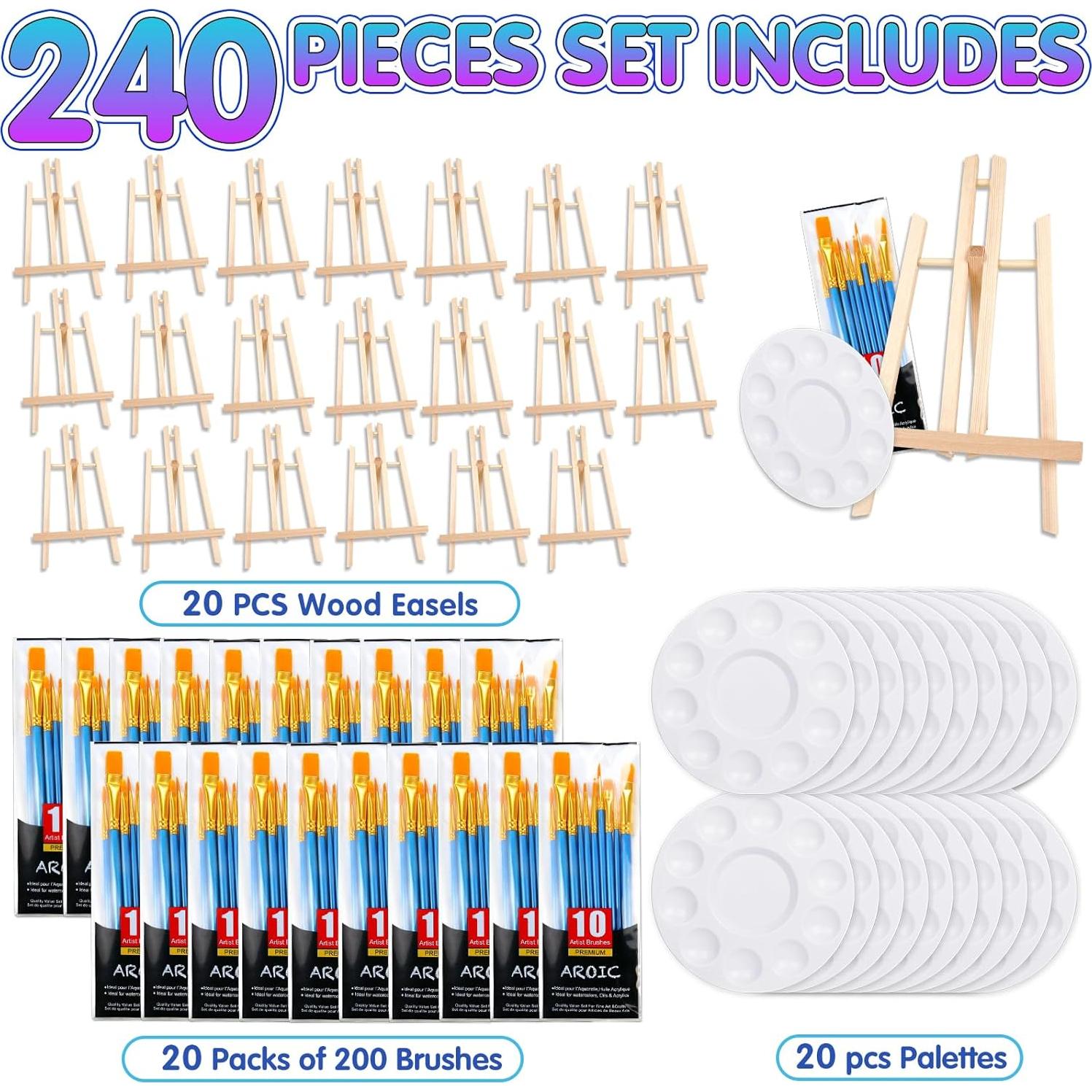 Juego de Pintura AROIC 240 PCS con Caballetes y Pinceles