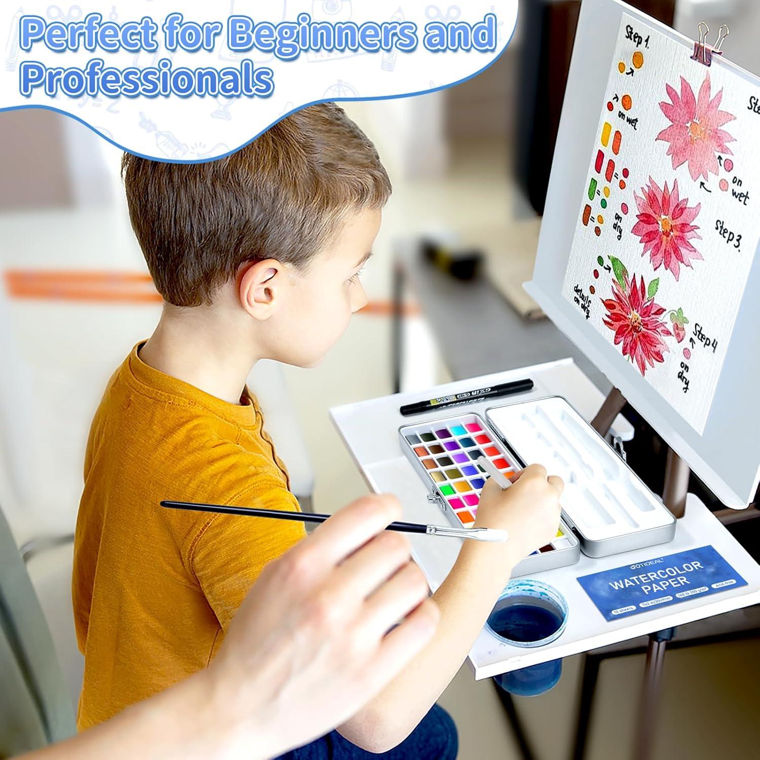 Juego de Pintura Acuarela GOTIDEAL 50 Colores Vivos Portátil