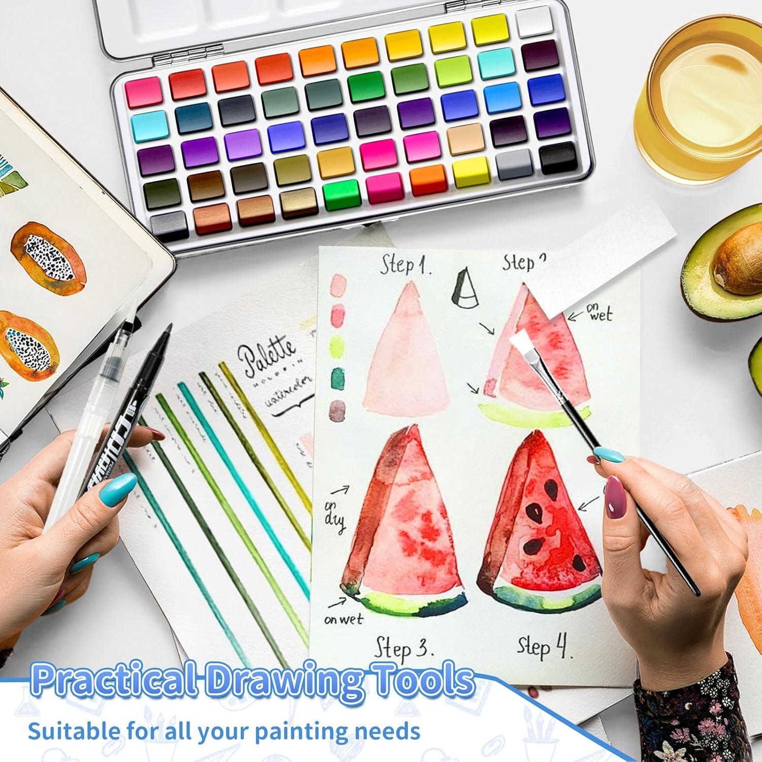 Juego de Pintura Acuarela GOTIDEAL 50 Colores Vivos Portátil