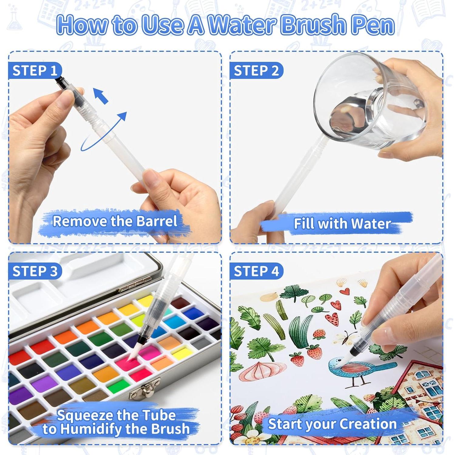 Juego de Pintura Acuarela GOTIDEAL 50 Colores Vivos Portátil