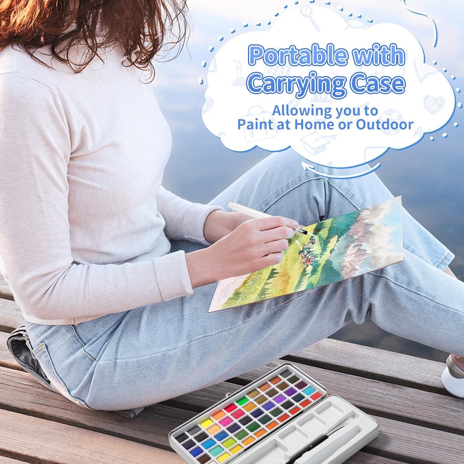 Juego de Pintura Acuarela GOTIDEAL 50 Colores Vivos Portátil