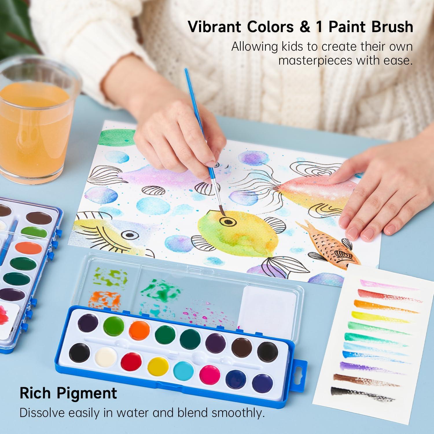 Conjunto de Acuarelas Shuttle Art 24 Piezas 16 Colores Lavables