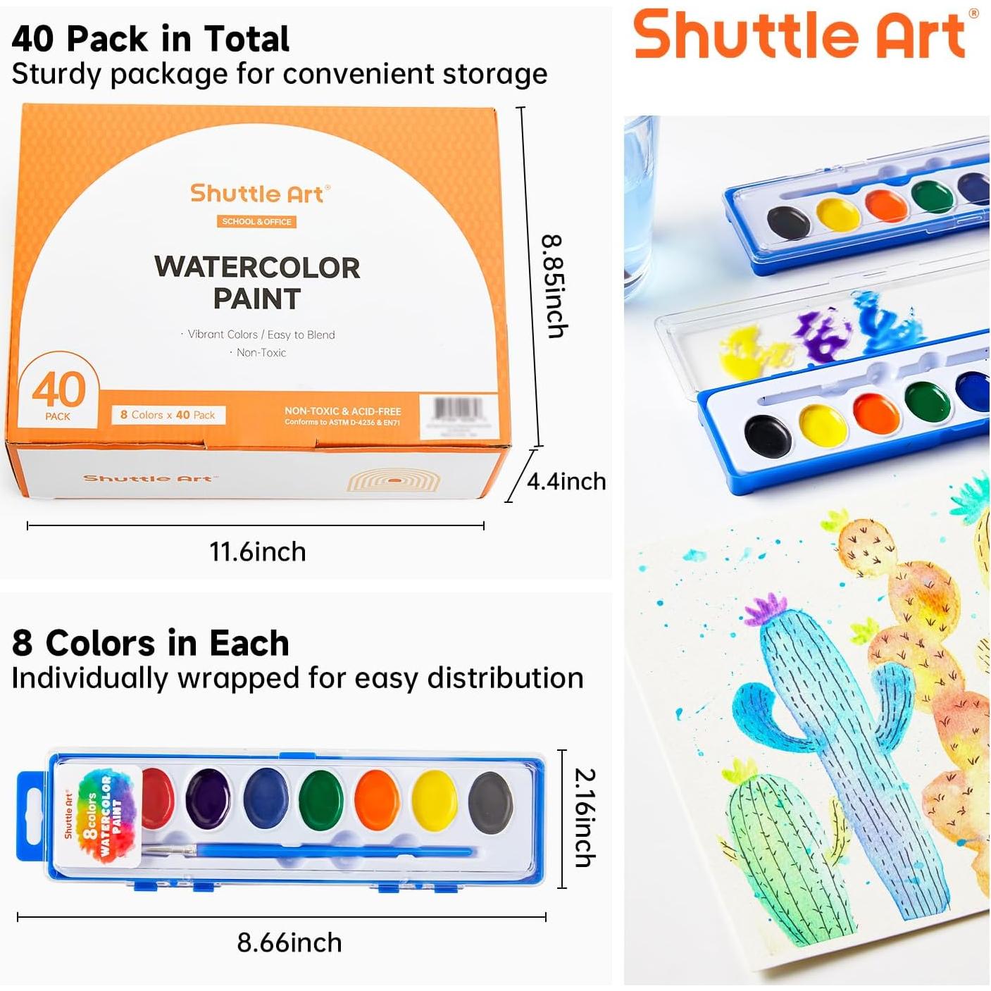 Conjunto de Pintura Acuarela Shuttle Art 40 Piezas 8 Colores