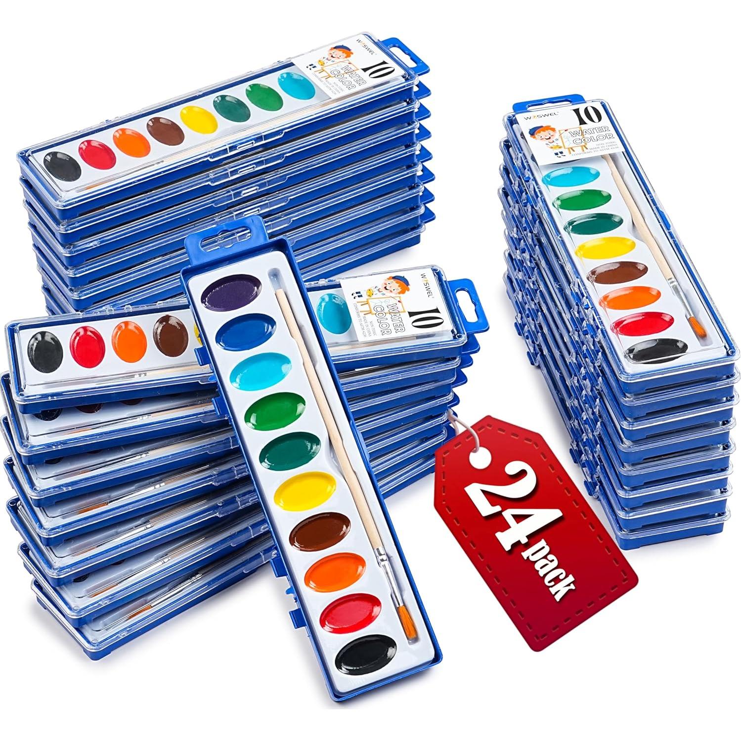 Juego de Pinturas Acuarelables WOSWEL 10 Colores Lavables 24 Pzs