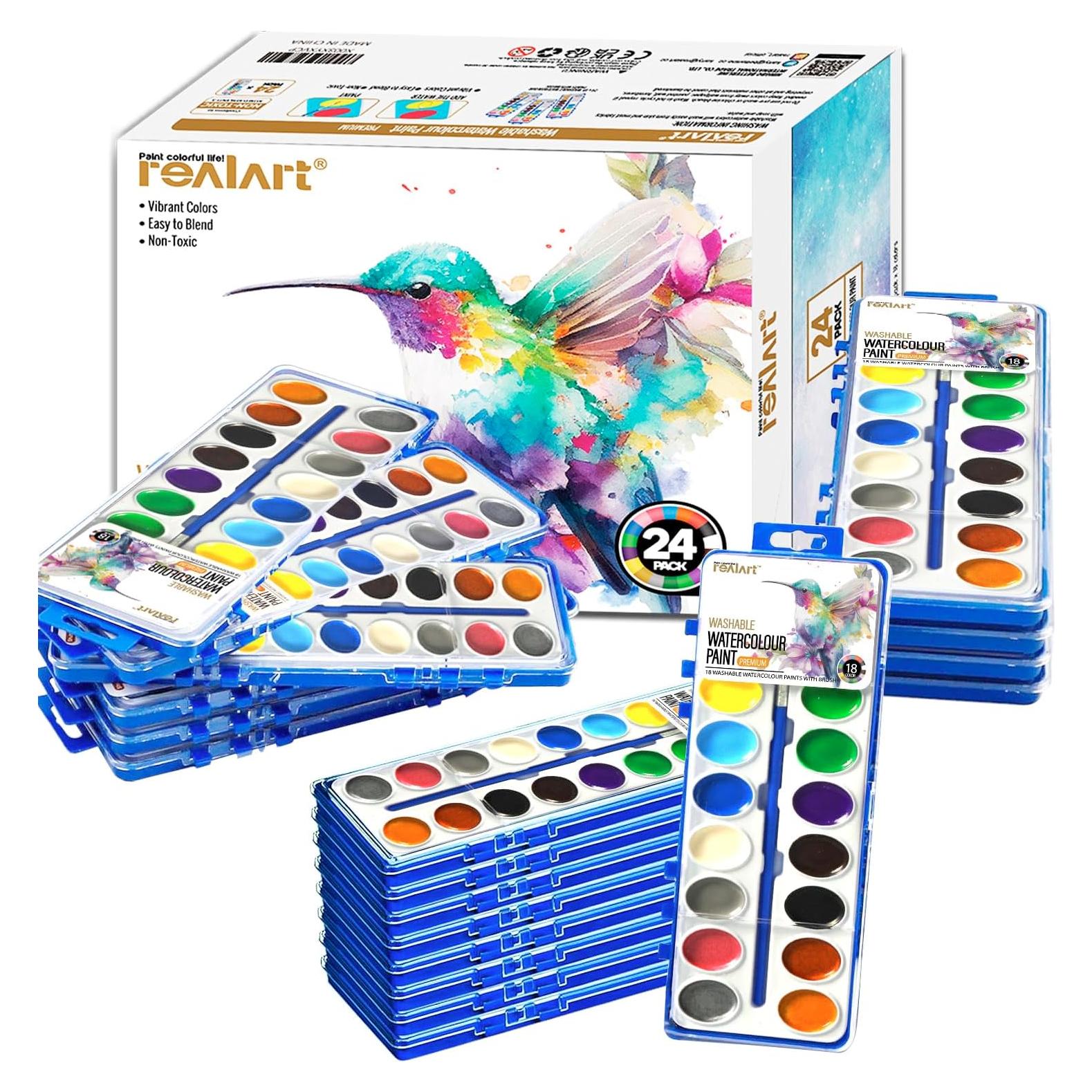Set de Pintura Acuarela REALART 18 Colores 24 Unidades