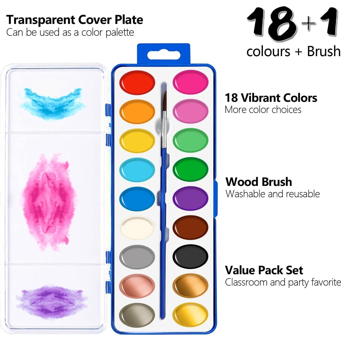 Set de Pintura Acuarela REALART 18 Colores 24 Unidades