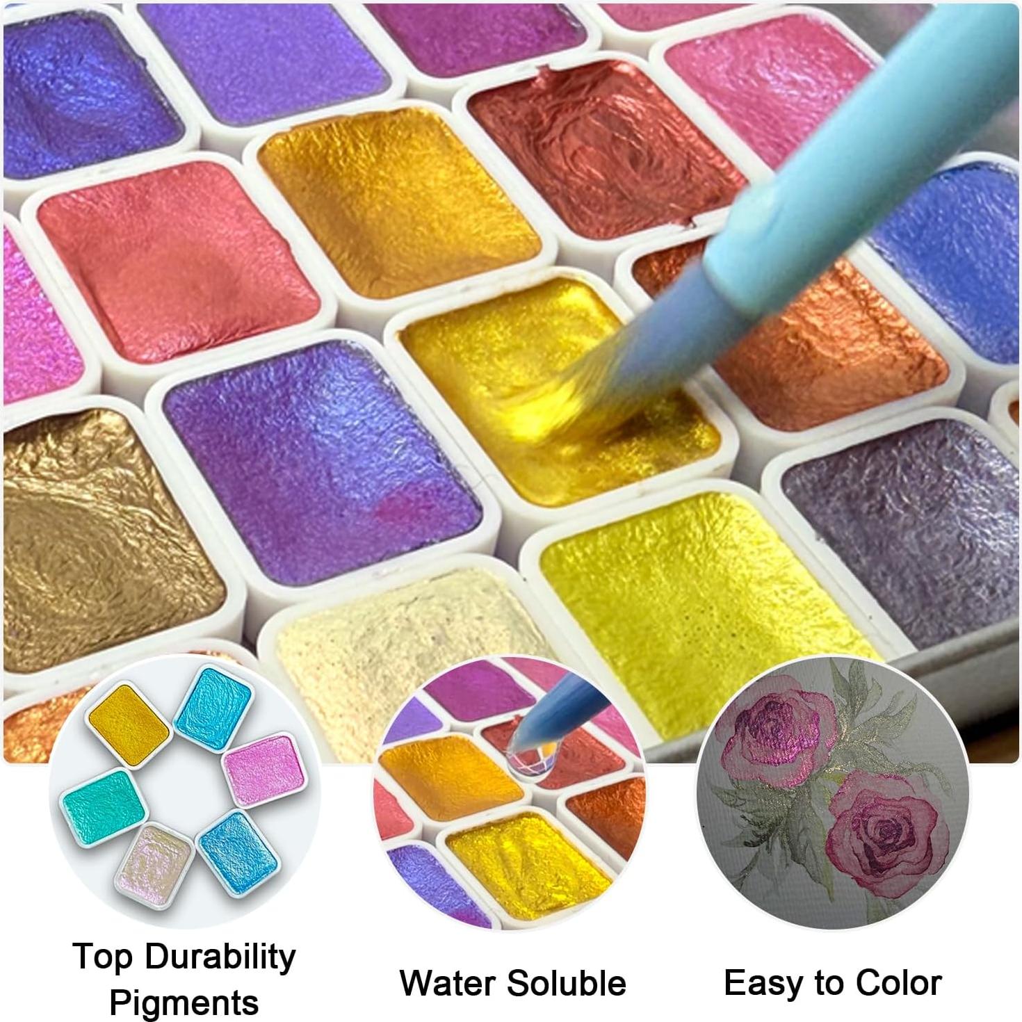Set de Pinturas Acuareladas Metálicas FURGANG ART 30 Colores