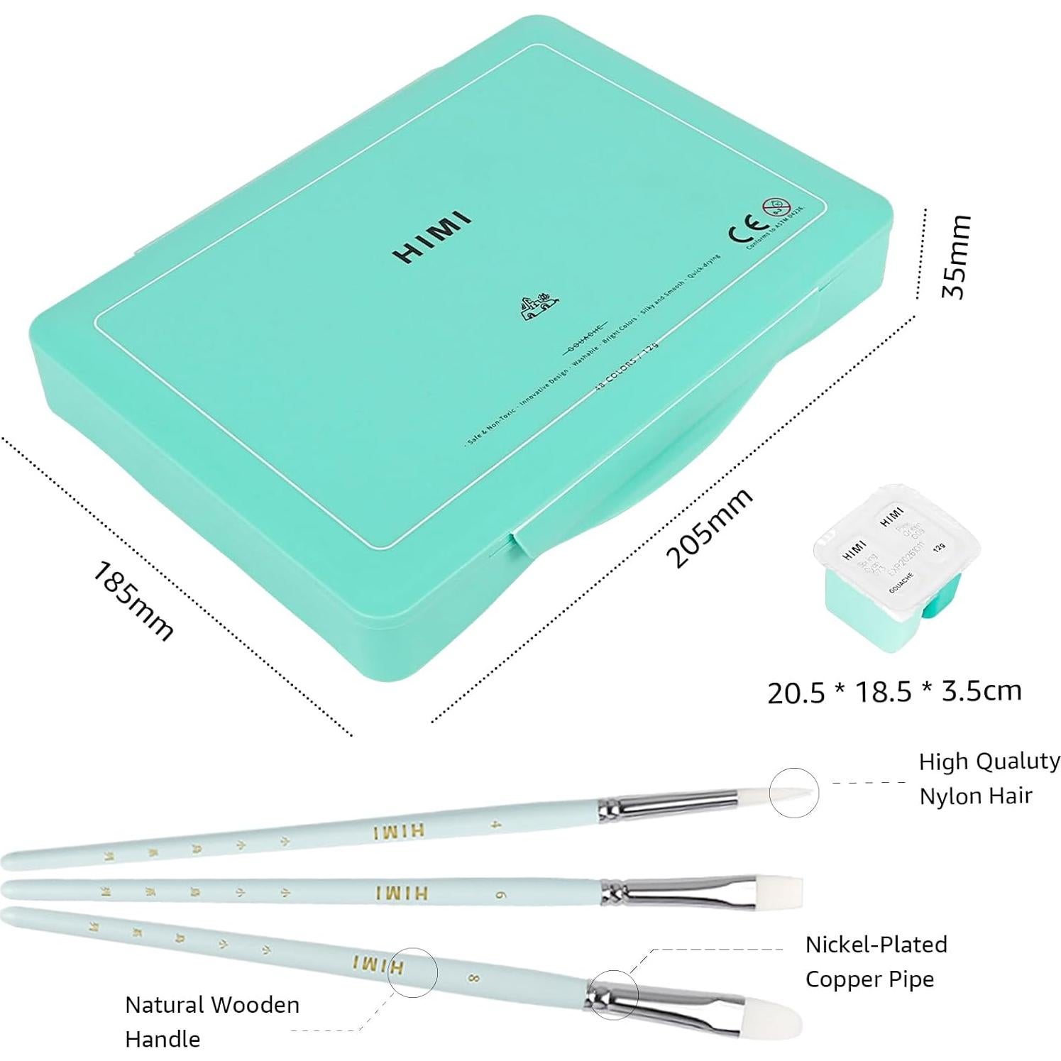 Juego de Pintura Gouache ABEIER, 48 Colores 12ml, No Tóxico