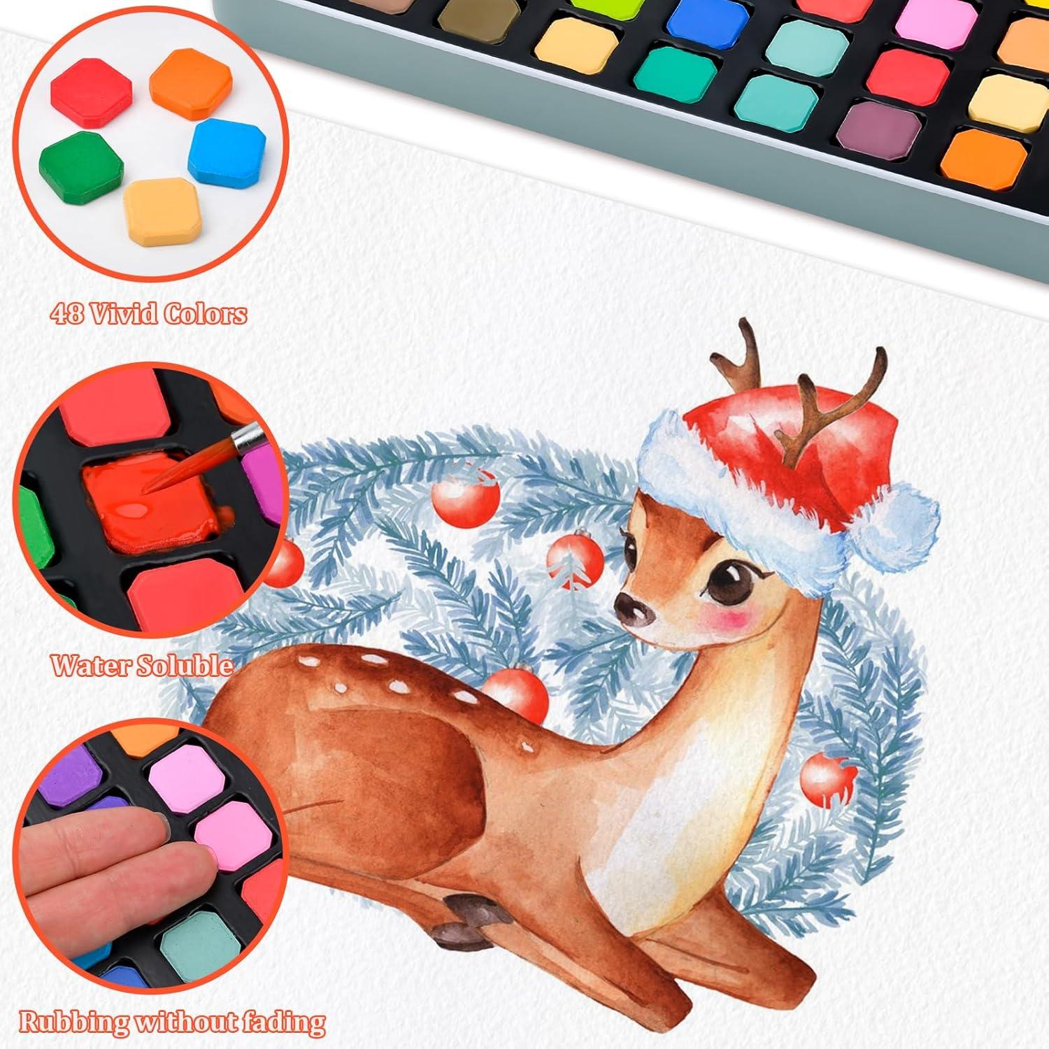 Set de Pintura Acuarela Casleevf 48 Colores No Tóxicos