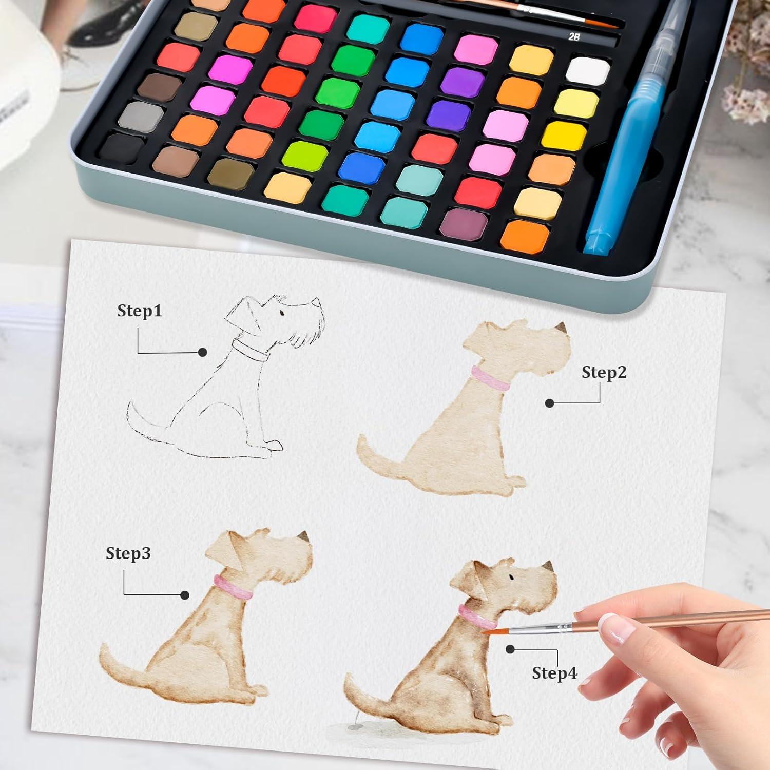 Set de Pintura Acuarela Casleevf 48 Colores No Tóxicos