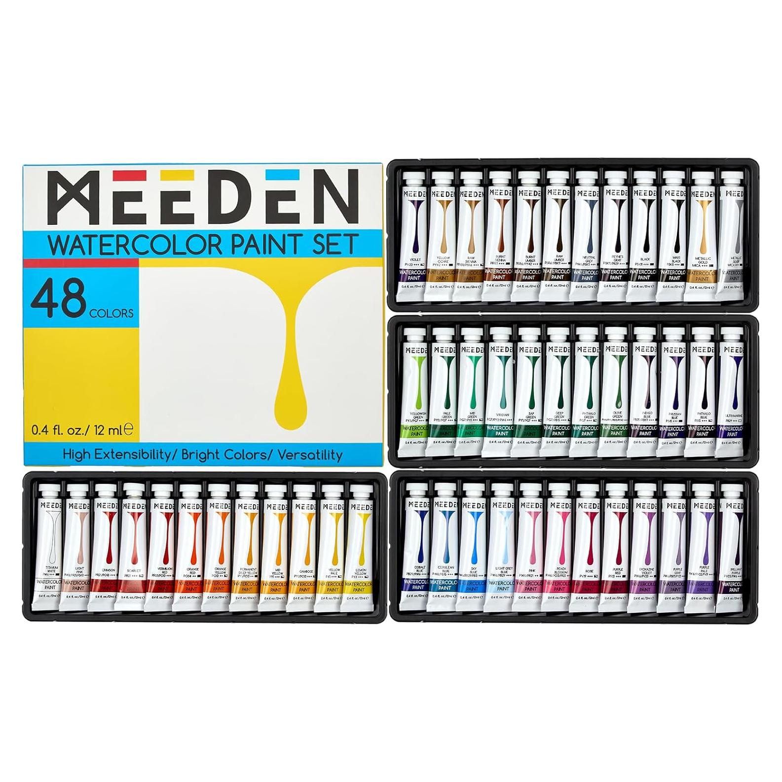 Juego de Pintura Acuarela MEEDEN 48 Tubos 12ml No Tóxica