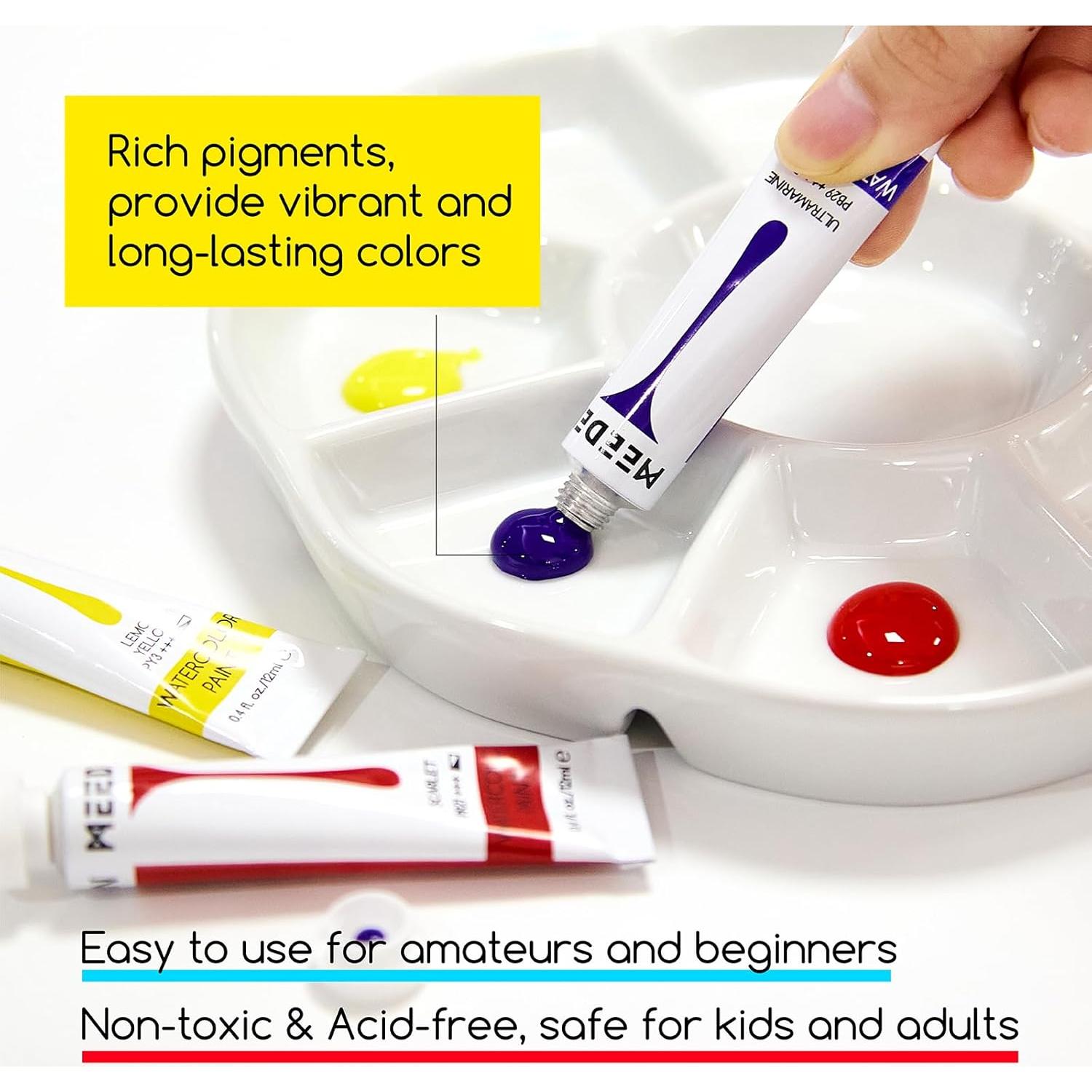 Juego de Pintura Acuarela MEEDEN 48 Tubos 12ml No Tóxica