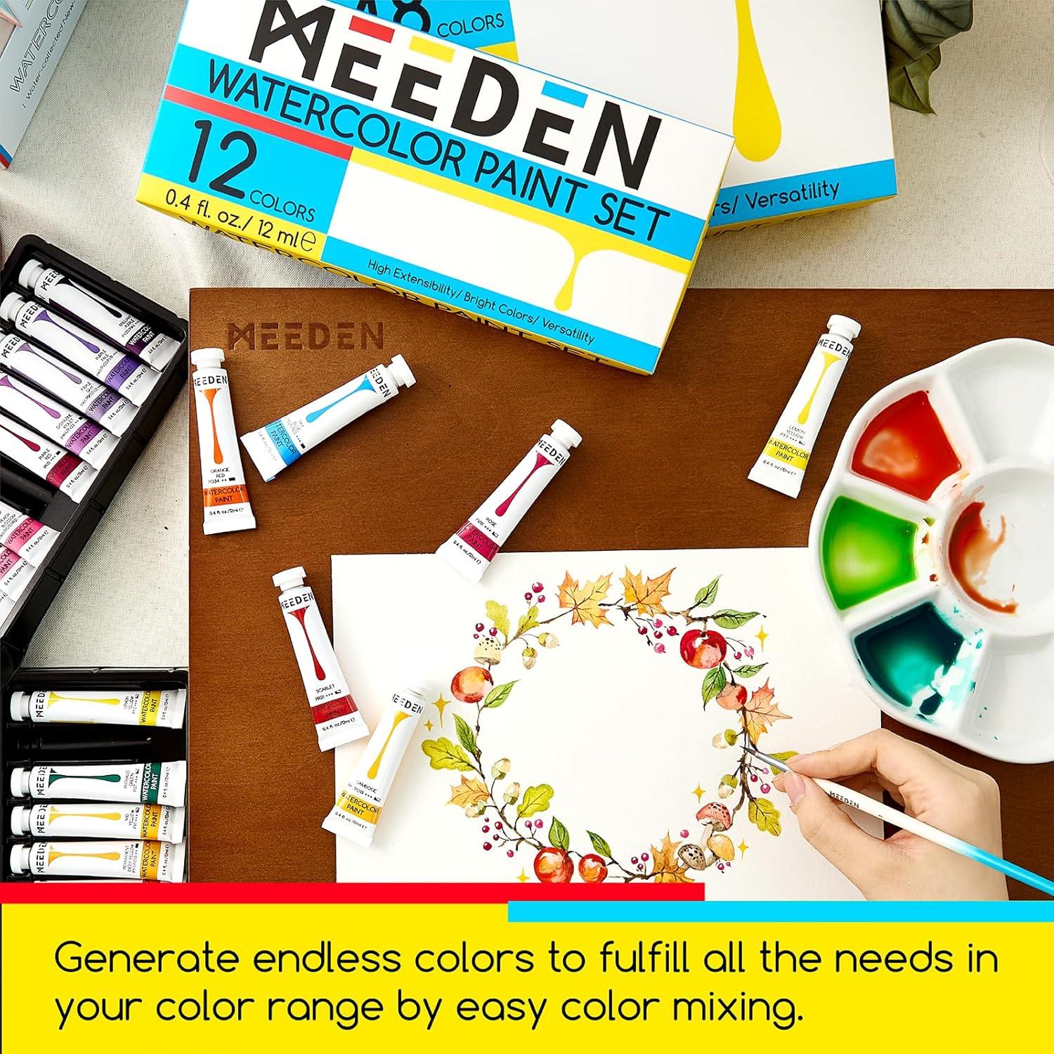 Juego de Pintura Acuarela MEEDEN 48 Tubos 12ml No Tóxica