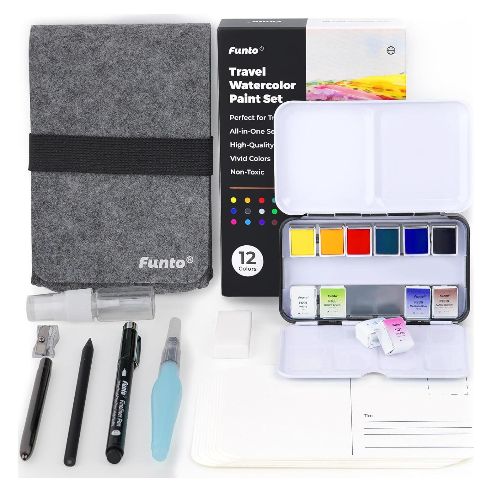 Juego de Acuarelas Funto Travel 12 Colores Portátil