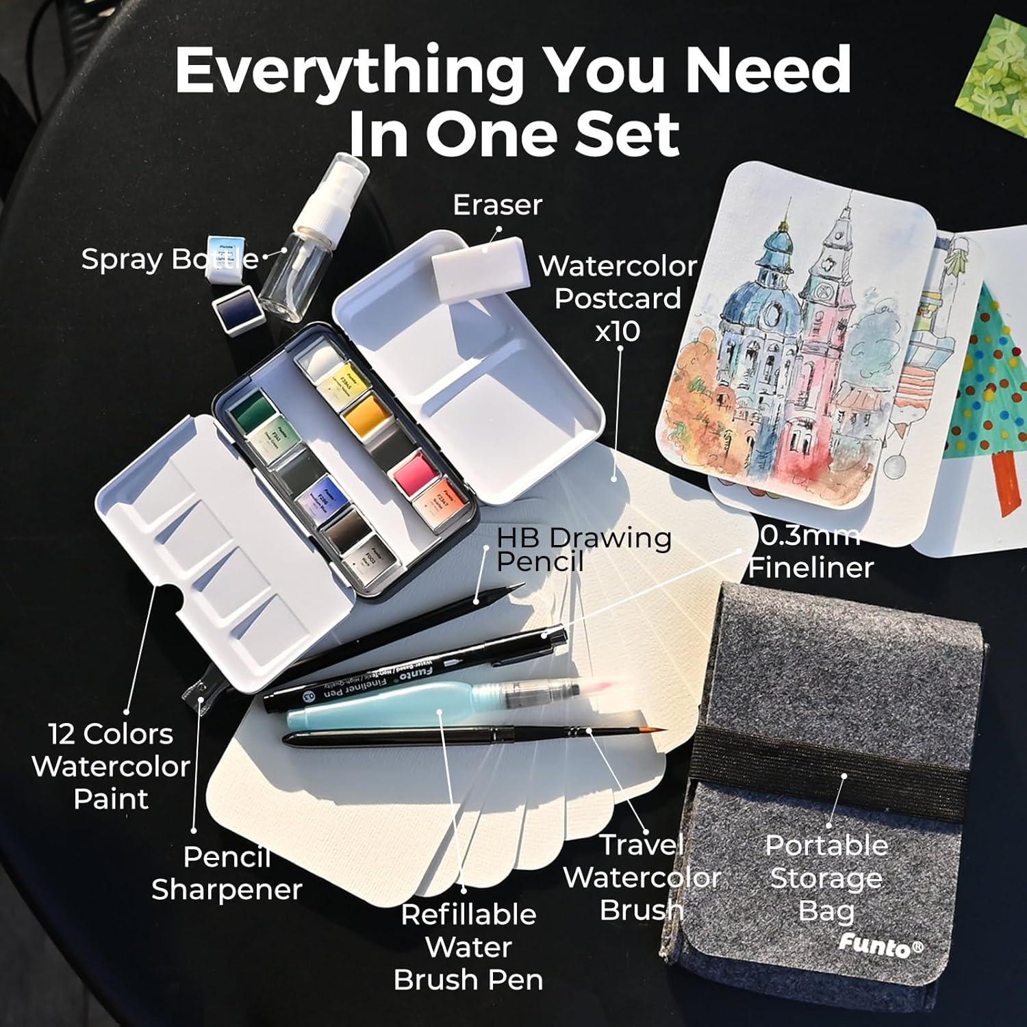 Juego de Acuarelas Funto Travel 12 Colores Portátil