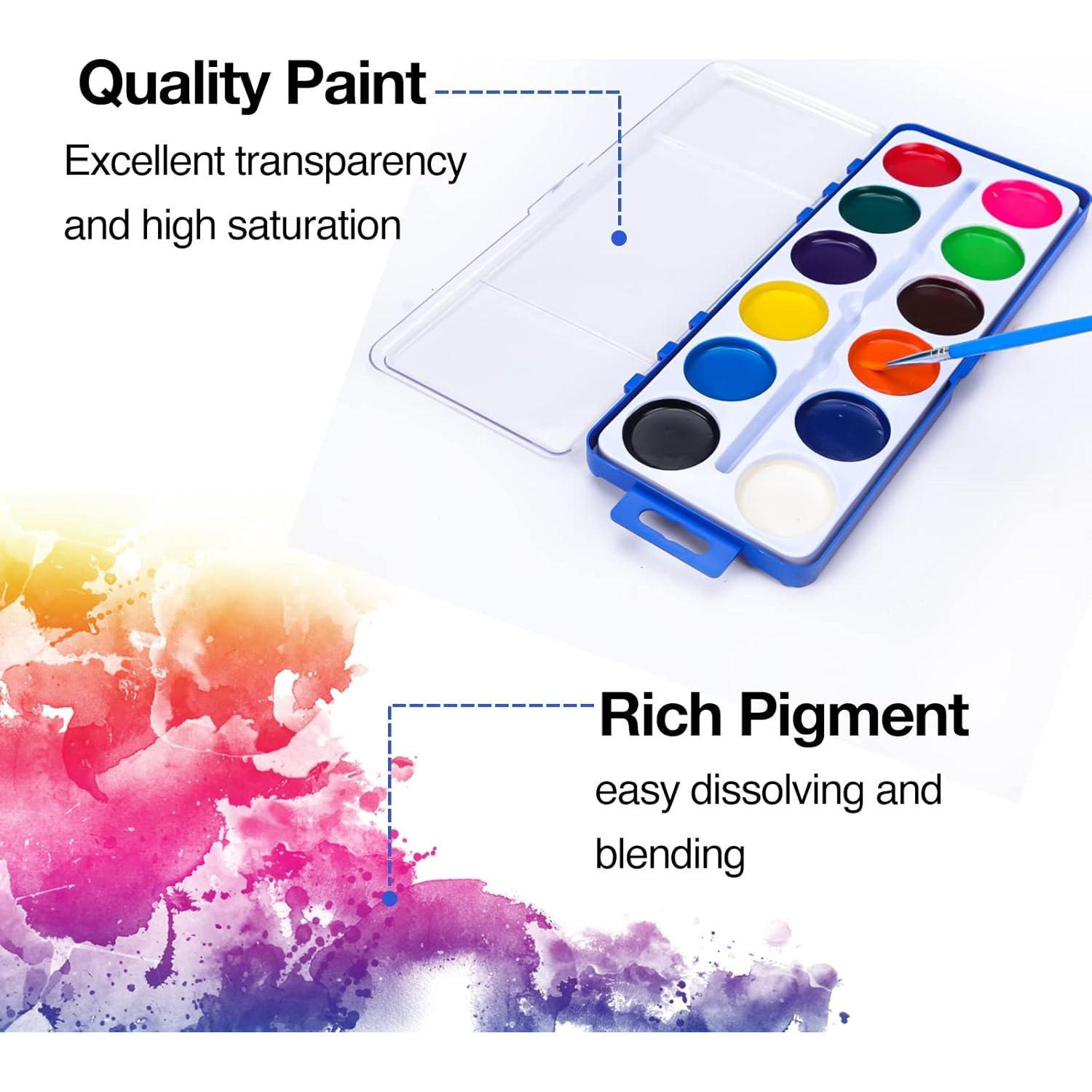 Set de Pintura Acuarela FUMILE 42 Piezas 12 Colores para Niños