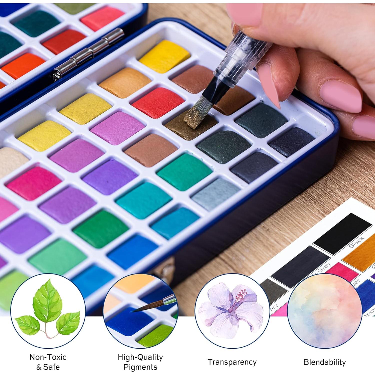 Juego de Pinturas Acuareladas Finenolo 100 Colores Profesionales