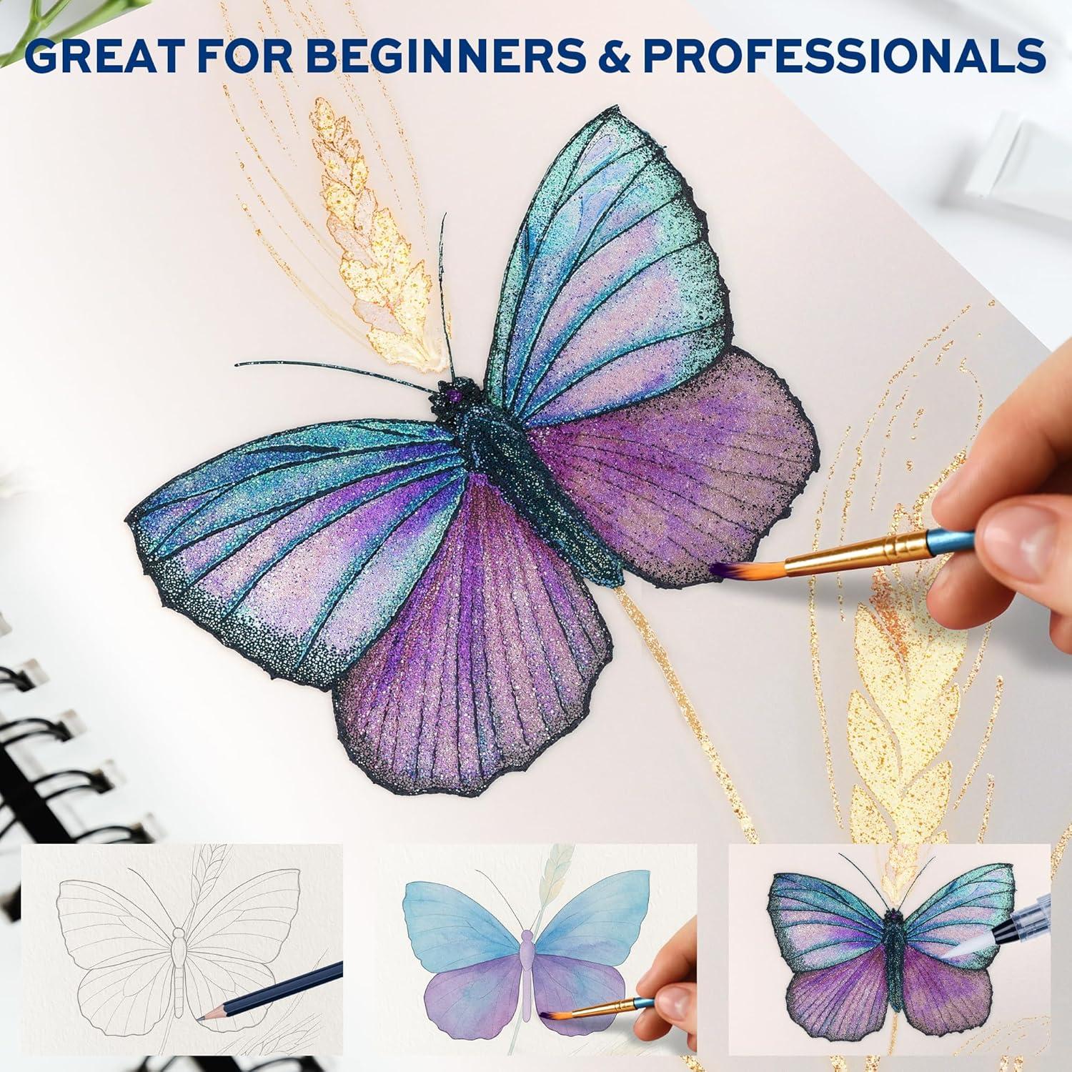 Juego de Pinturas Acuareladas Finenolo 100 Colores Profesionales