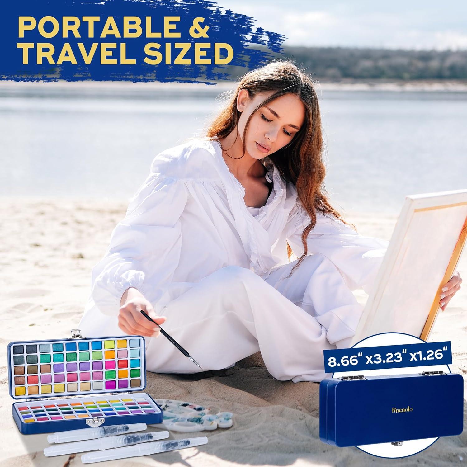 Juego de Pinturas Acuareladas Finenolo 100 Colores Profesionales