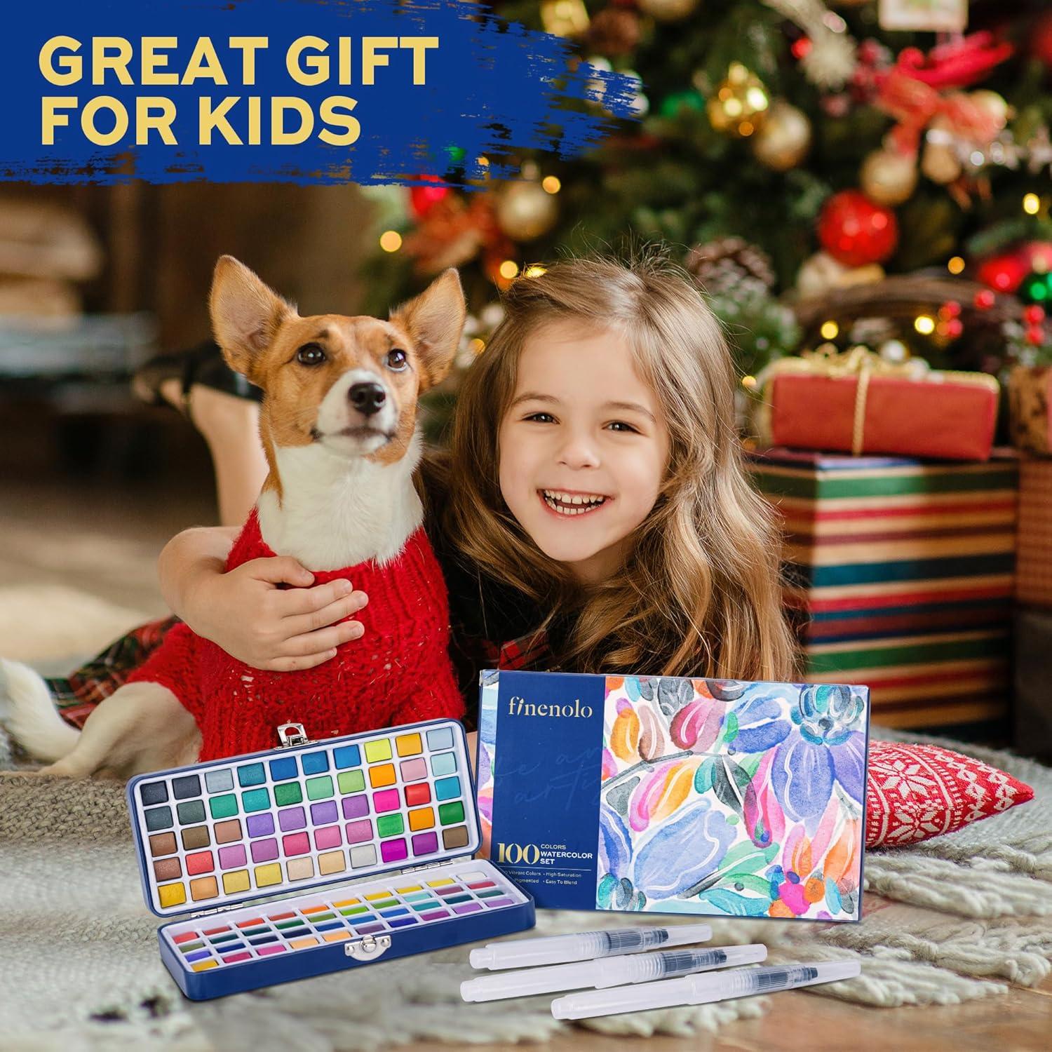 Juego de Pinturas Acuareladas Finenolo 100 Colores Profesionales