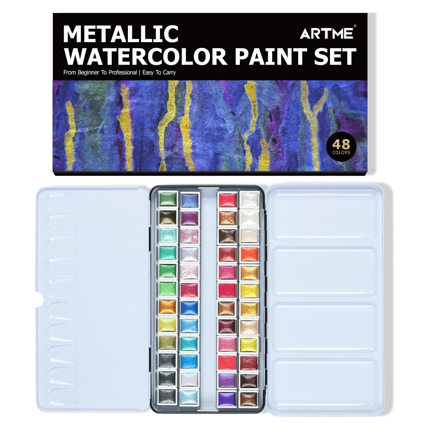 Juego de Pinturas Acuareladas Metálicas ARTSY - 48 Colores