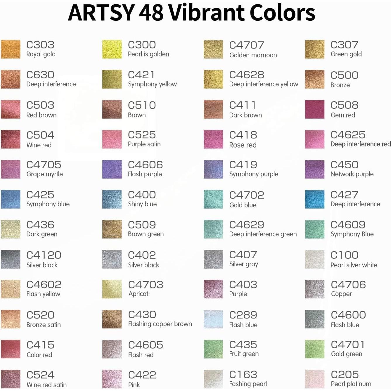 Juego de Pinturas Acuareladas Metálicas ARTSY - 48 Colores
