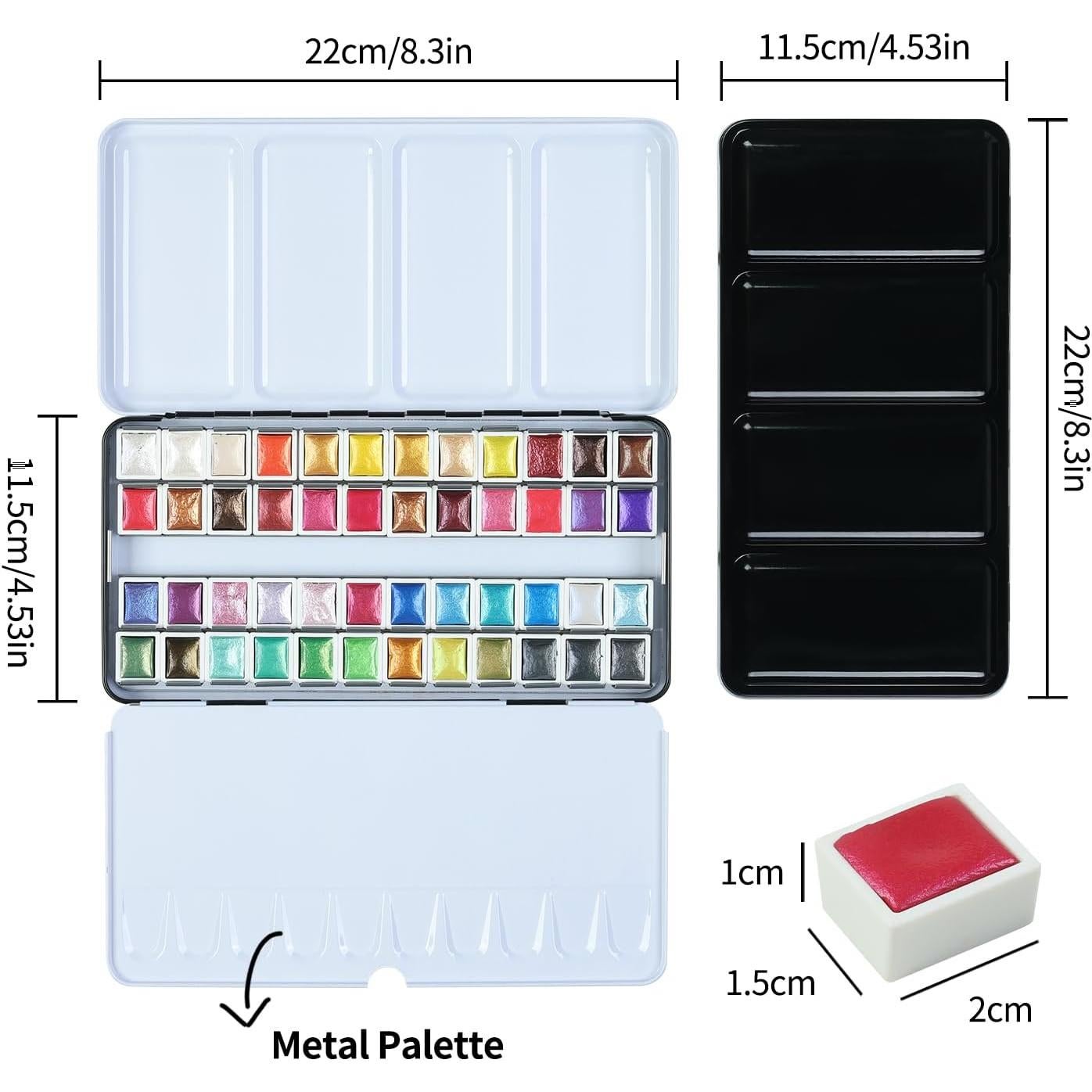 Juego de Pinturas Acuareladas Metálicas ARTSY - 48 Colores