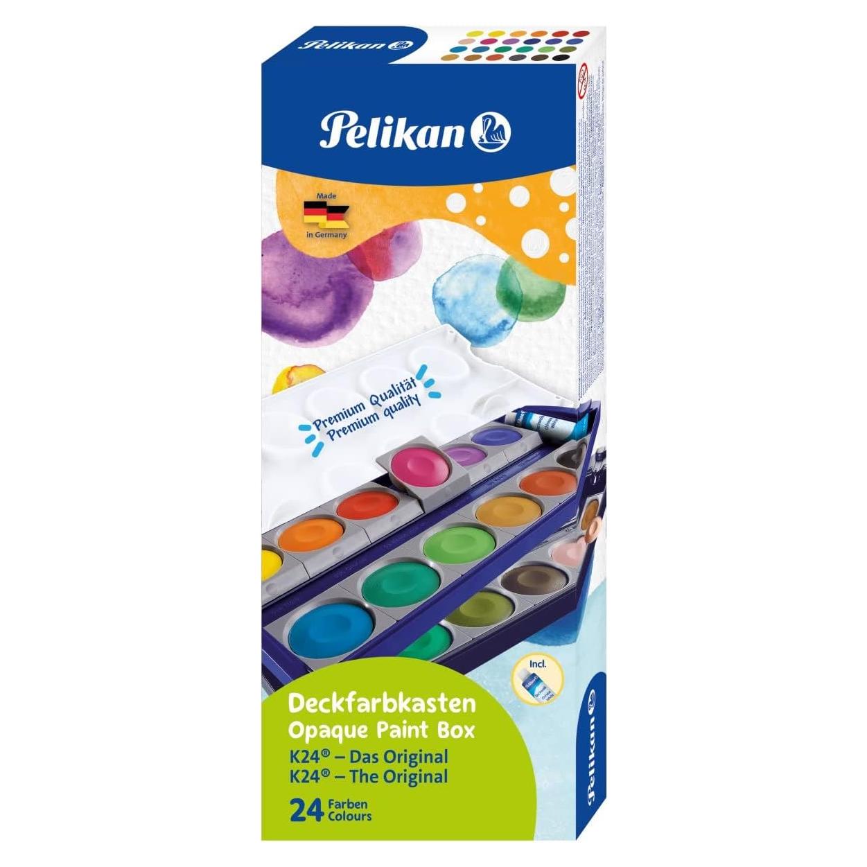 Juego de Pintura Acuarela Opaca Pelikan 24 Colores + Blanco