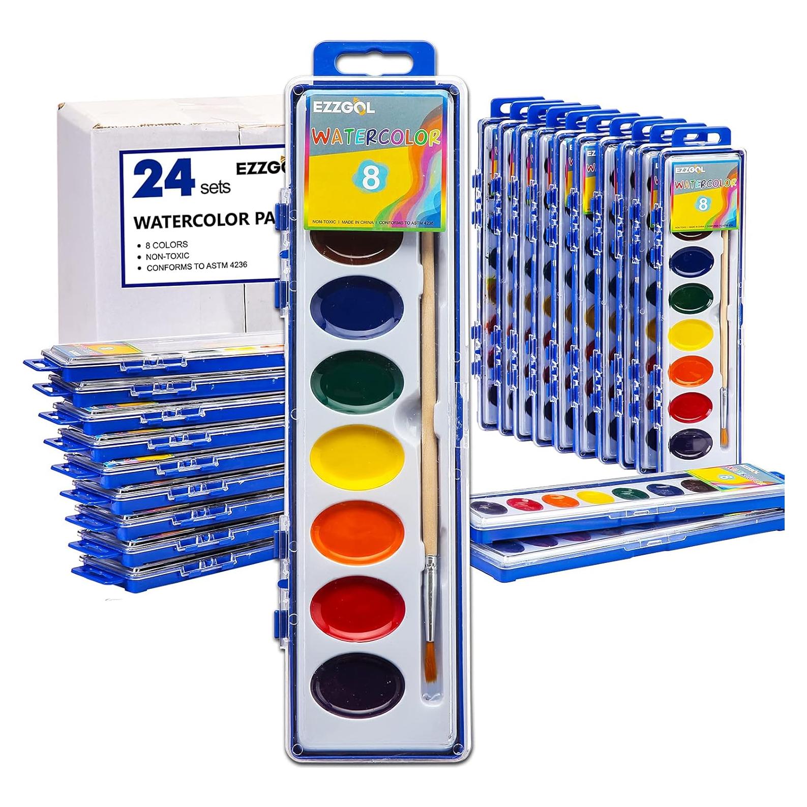 Pinturas Acuareladas Ezzgol 24 Colores Lavables No Tóxicas