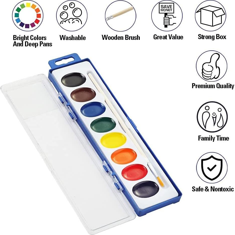 Pinturas Acuareladas Ezzgol 24 Colores Lavables No Tóxicas