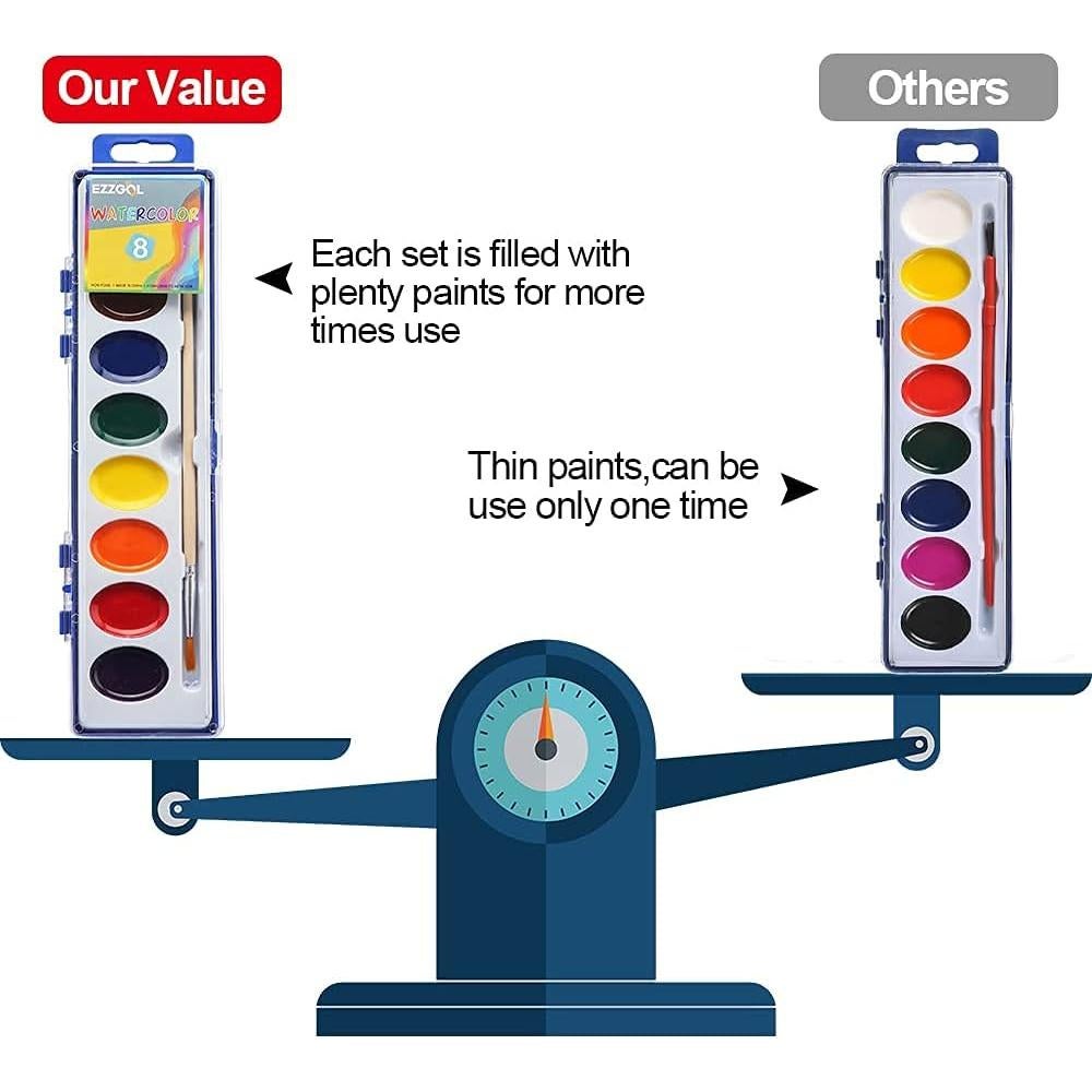 Pinturas Acuareladas Ezzgol 24 Colores Lavables No Tóxicas