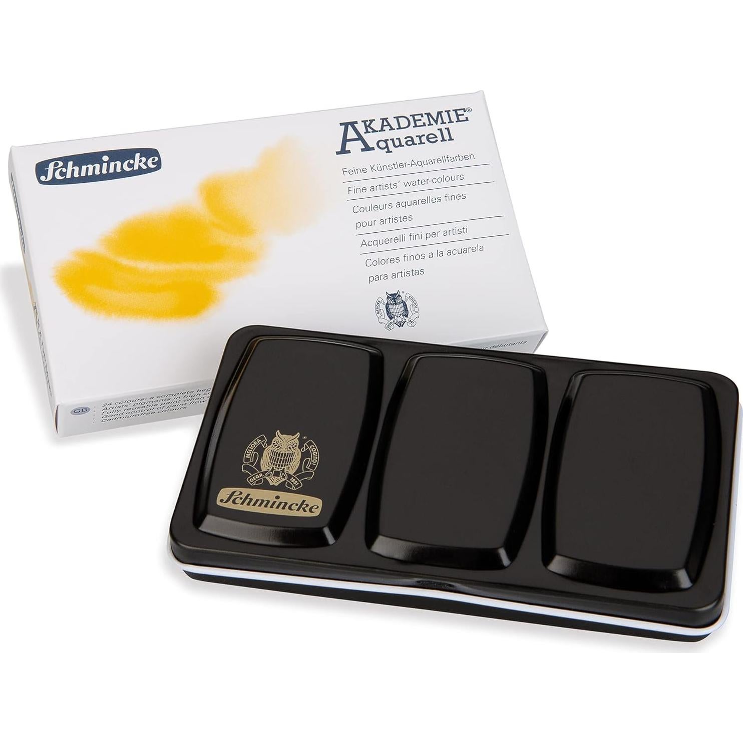 Acuarelas Finas Schmincke AKADEMIE 12 Pans Caja Compacta Metal