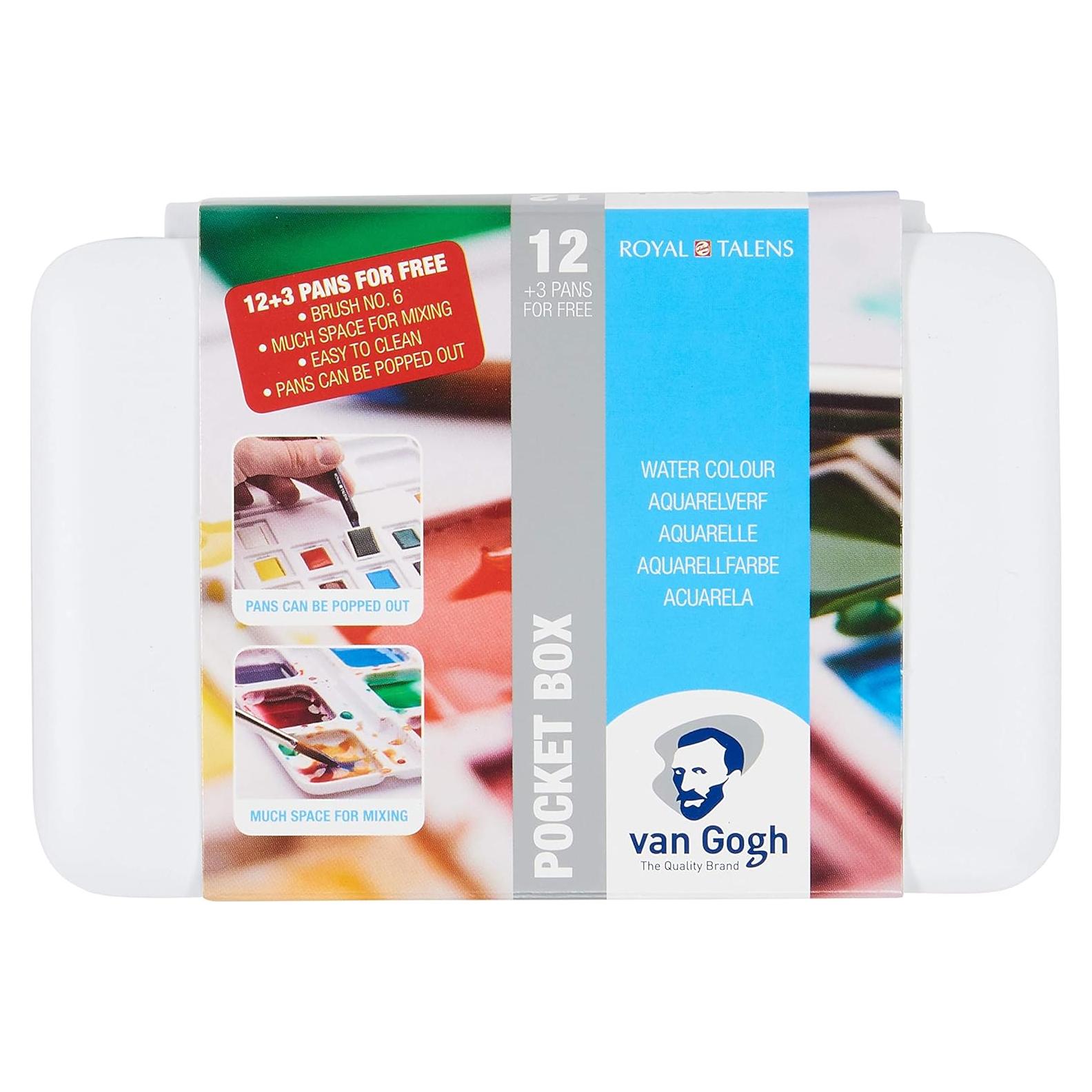 Estuche de Acuarelas Van Gogh Pocketbox 12+3 Medias Pastillas