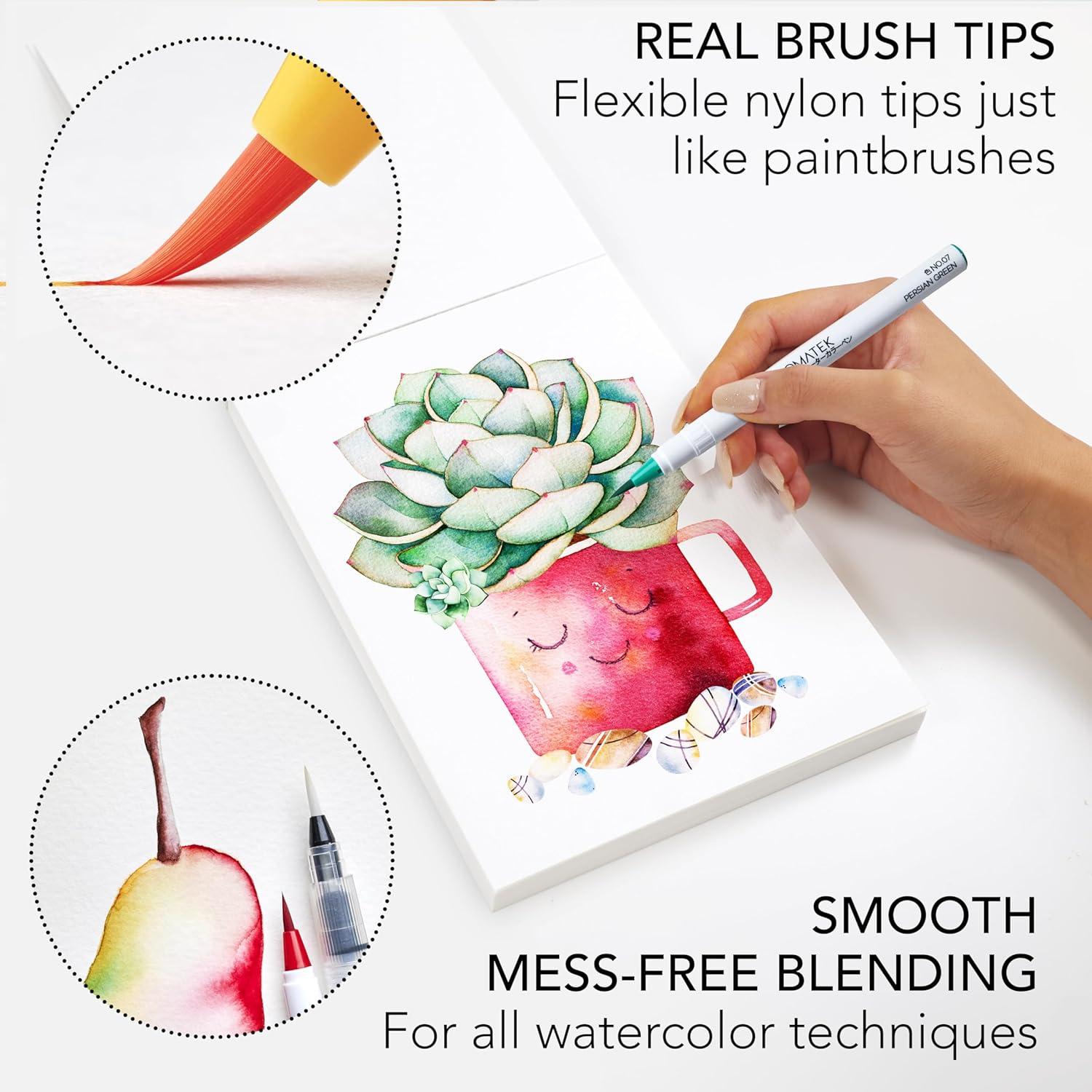 Juego de 54 Marcadores Acuarelables CHROMATEK con Bloc y Tutoriales